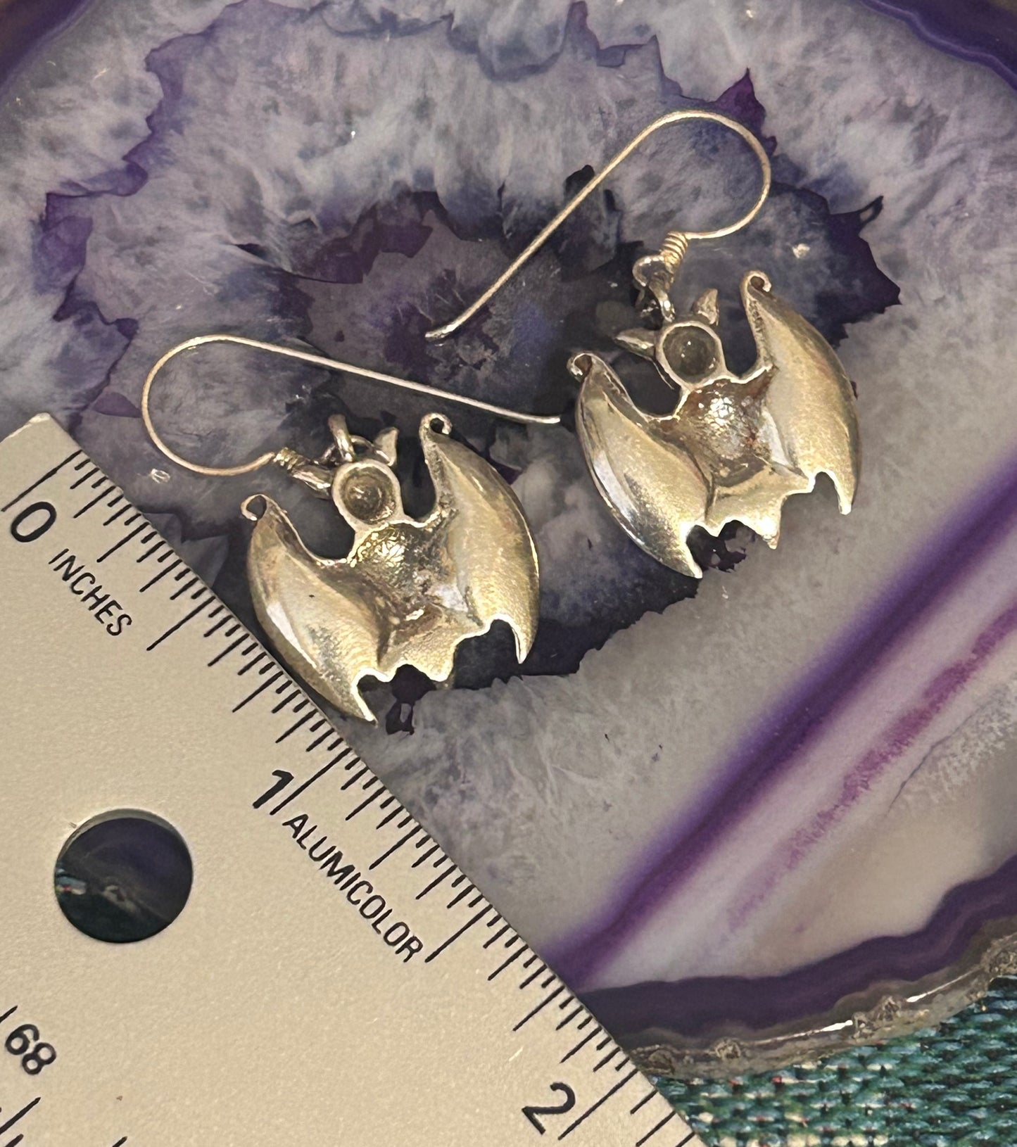 Sterling Silver 925 Bat Dangle Earrings