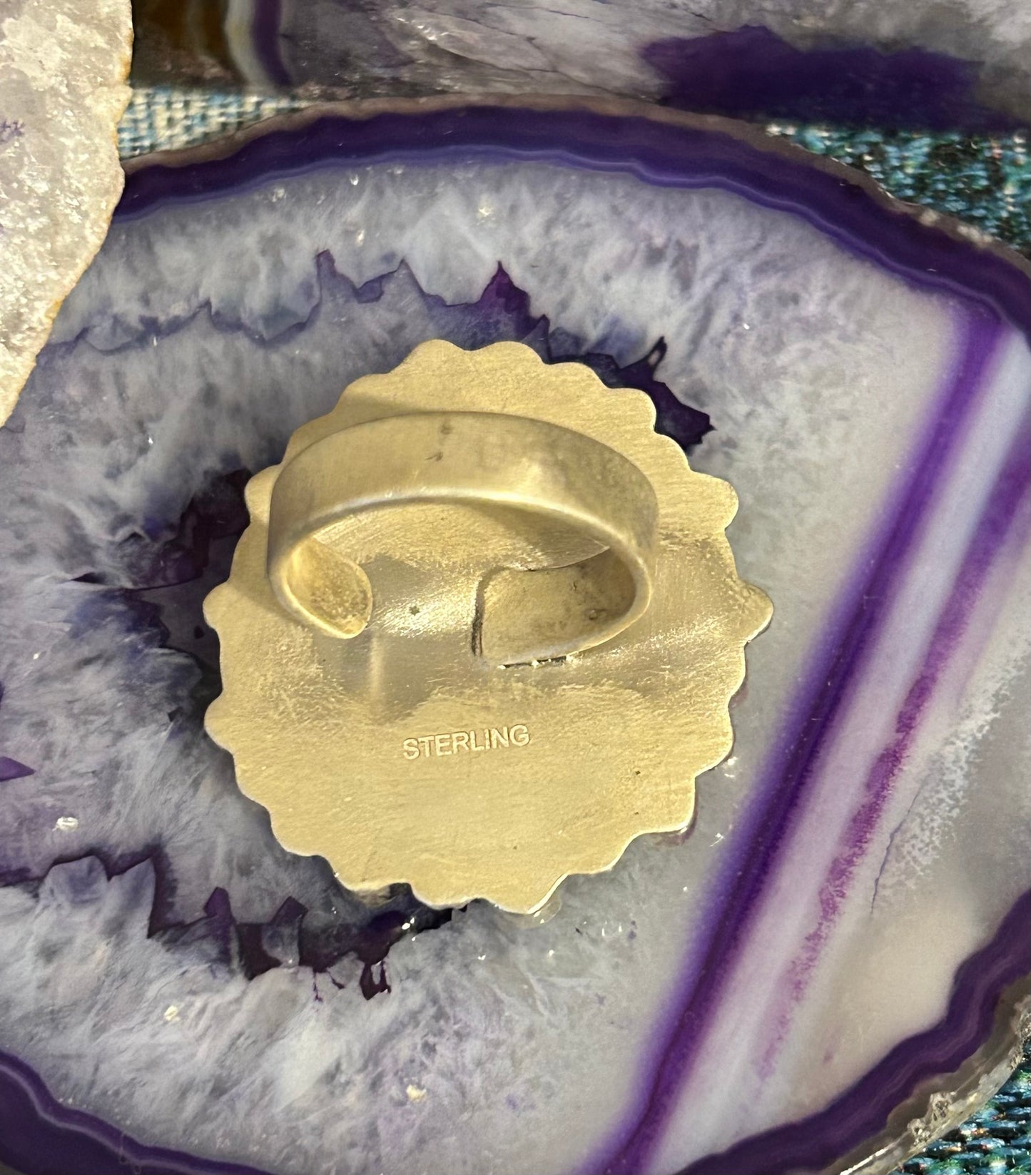 Sterling Silver Violet Dahlia Multi-stone Large Adjustable Ring