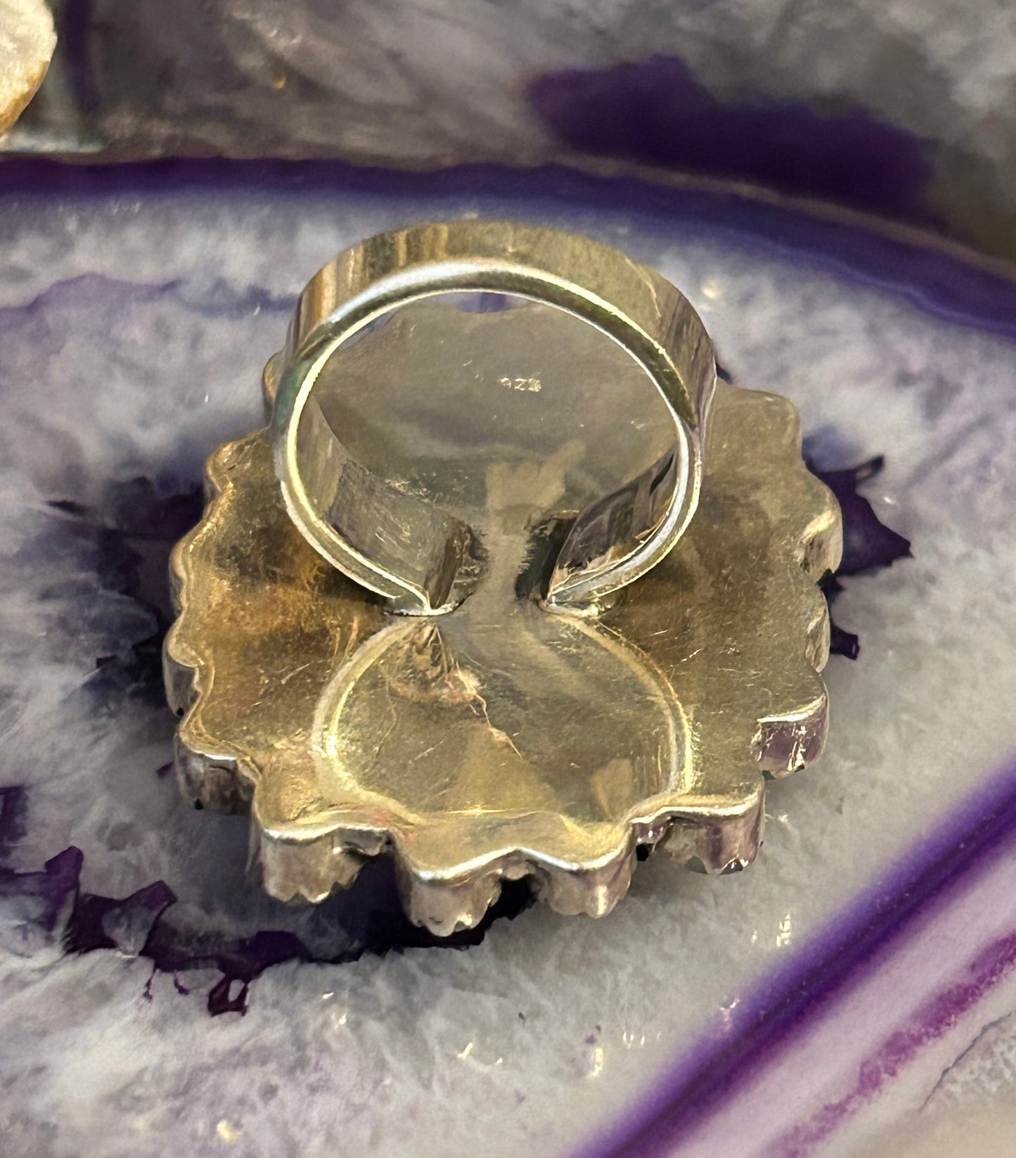Sterling Silver White Buffalo & Moonstone Large Ring Size 6