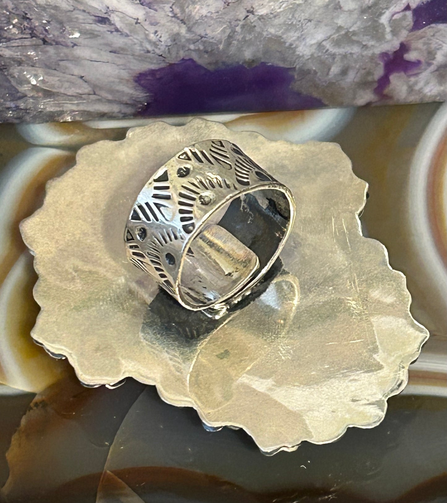 Sterling Silver Taxco Mexico Day Of The Dead Skull Statement Ring Adjustable