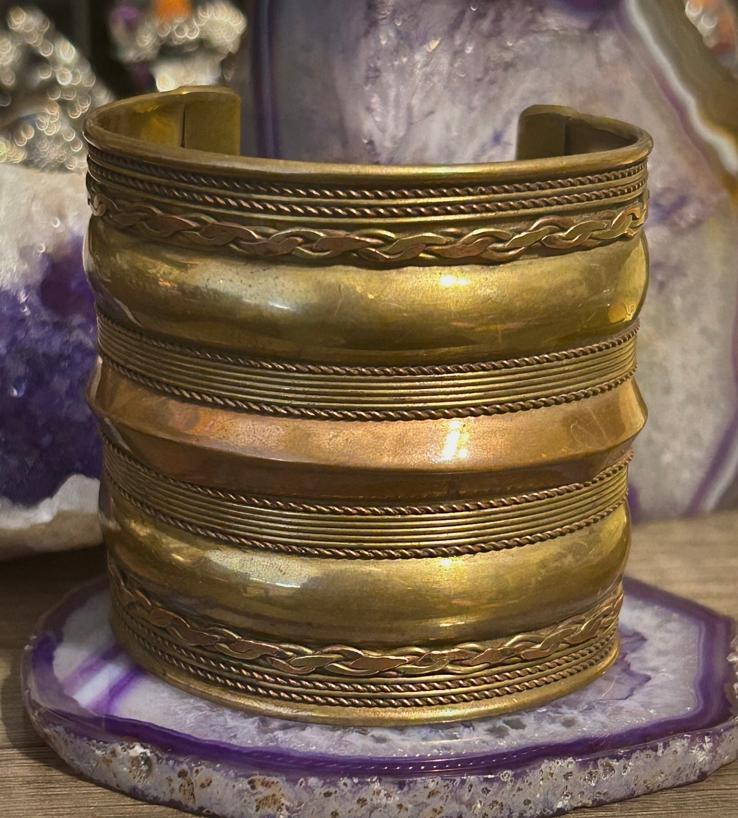 Vintage Brass & Copper Mixed Metals Wide Cuff Bracelet