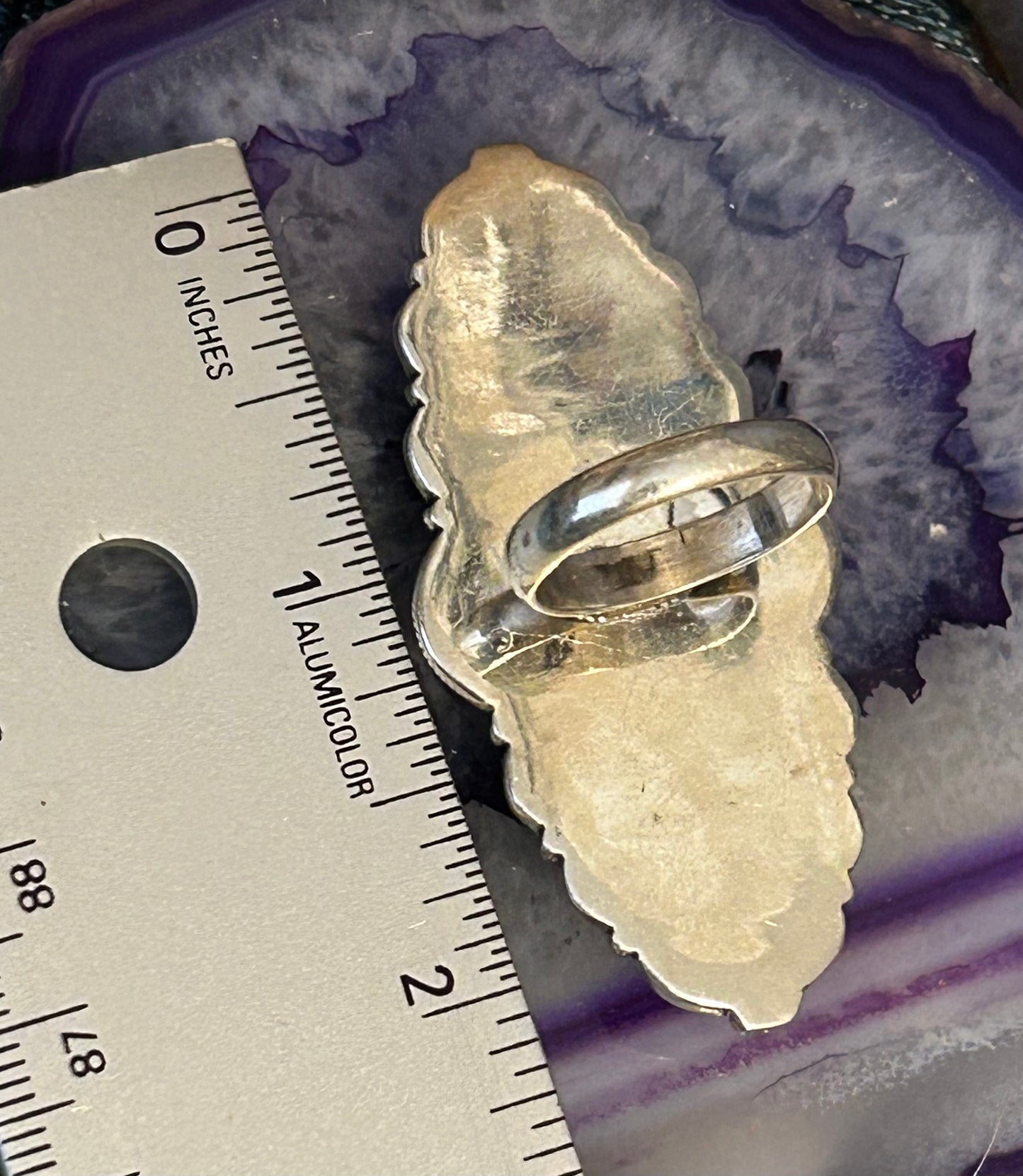Sterling Silver Spiny Oyster Turquoise Statement Ring Size 7