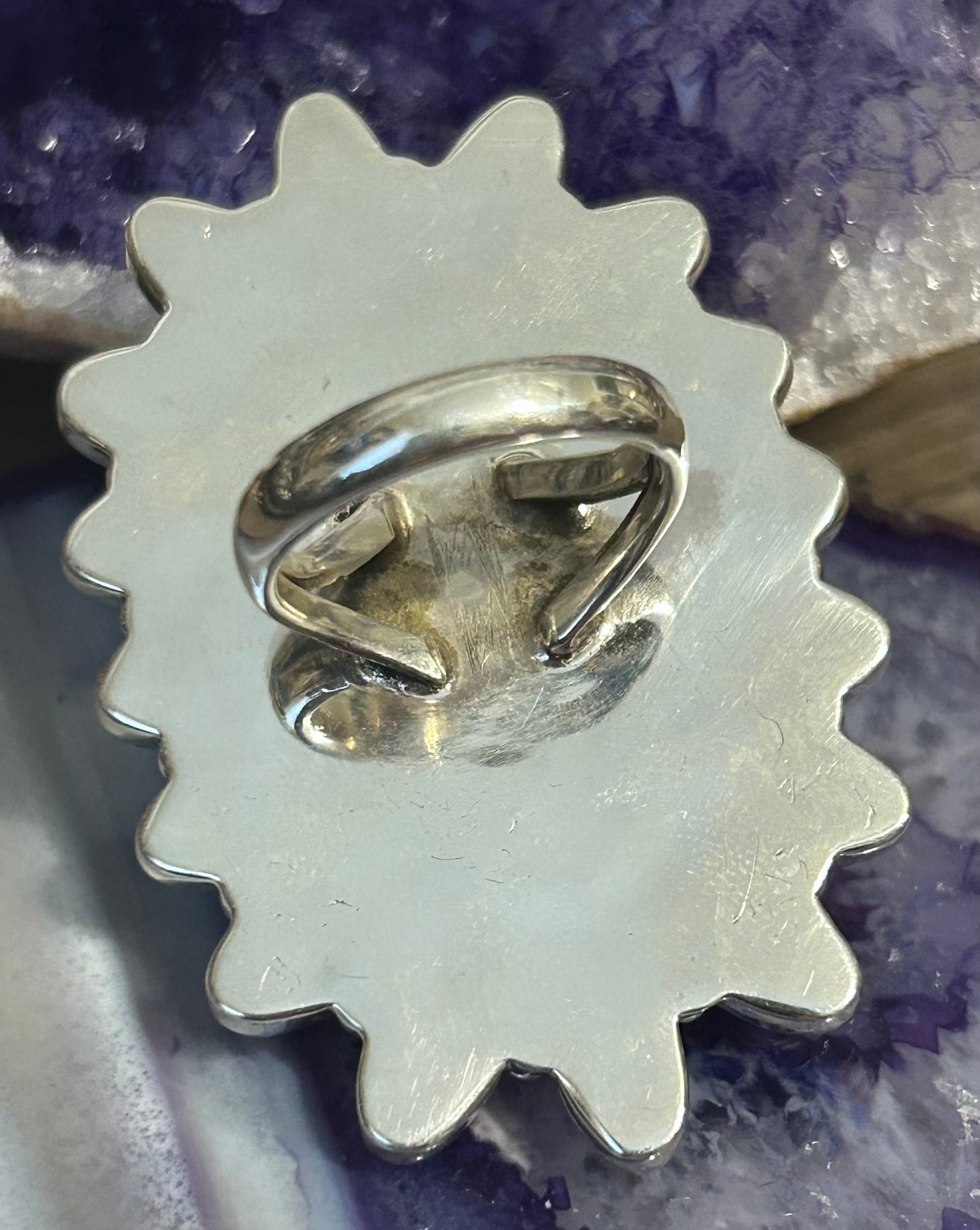 Sterling Silver Purple Mojave Large Multi-stone Ring Size 7
