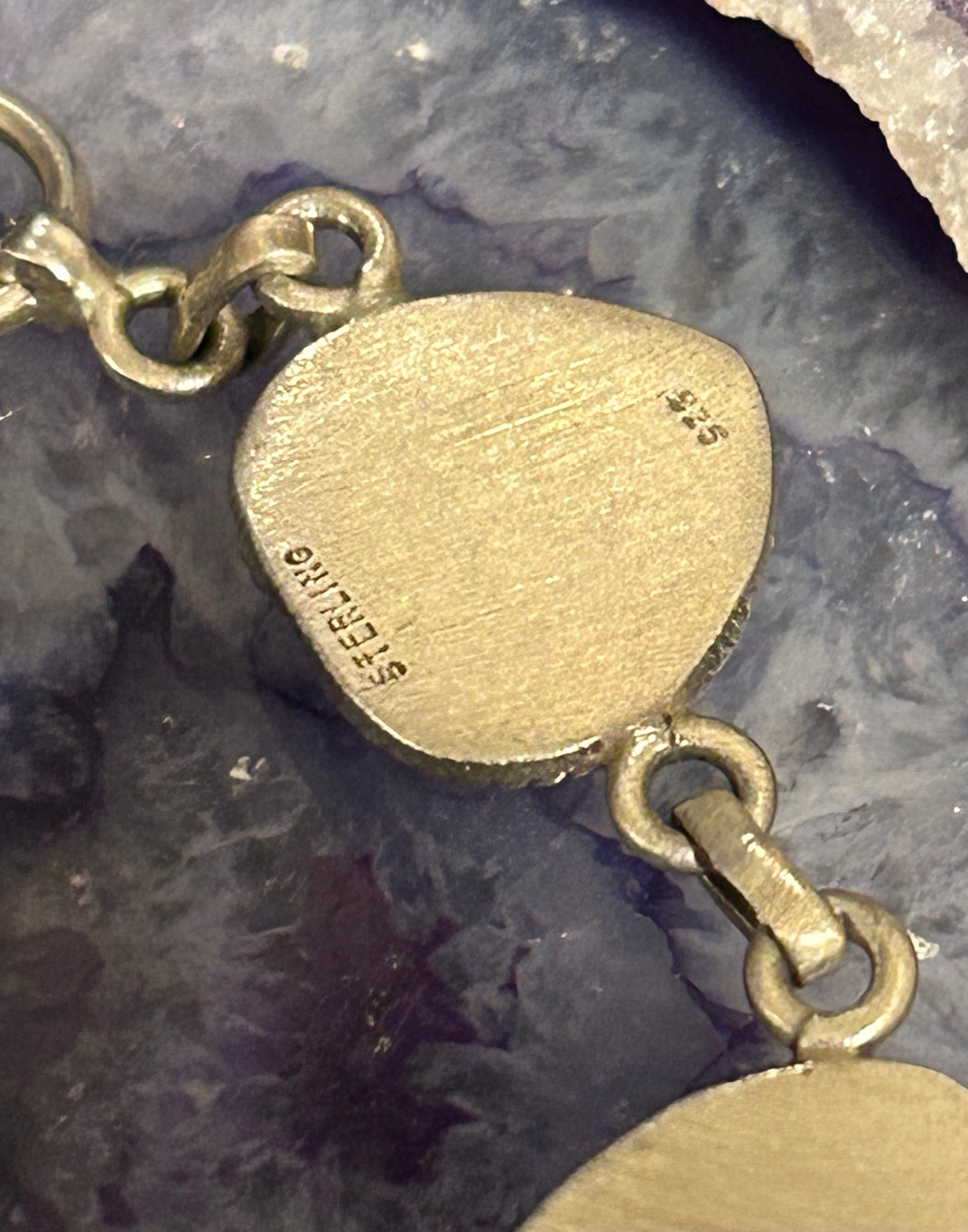 Sterling Silver & Turquoise Stone Heart Link Bracelet