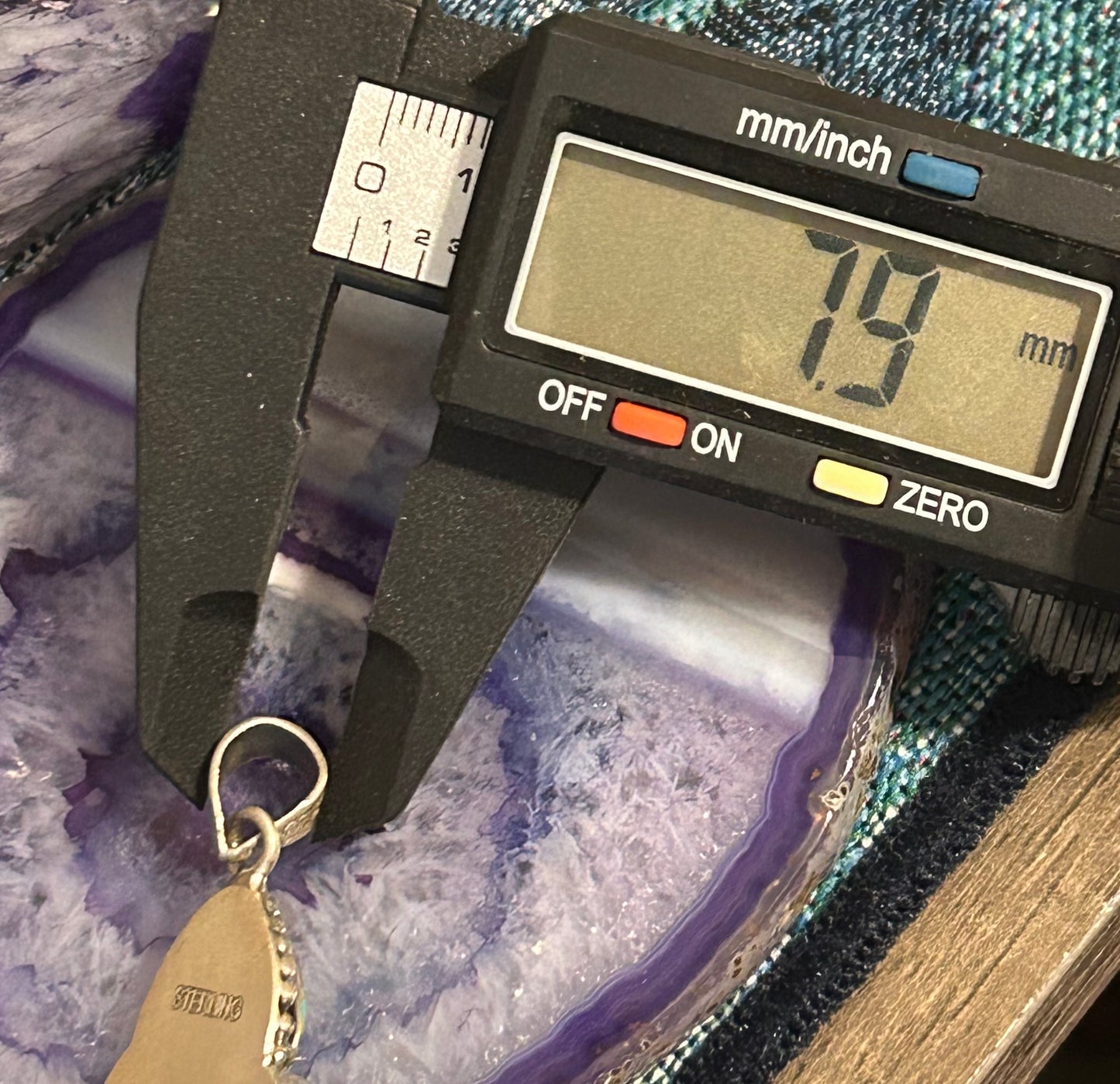 Sterling Silver, Turquoise & Onyx Heart & Hexagon Stone Pendant