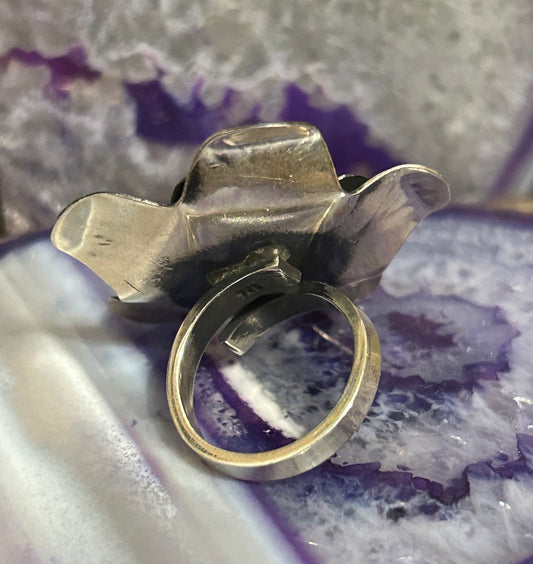 Sterling Silver Taxco Mexico Large Flower Ring Adjustable