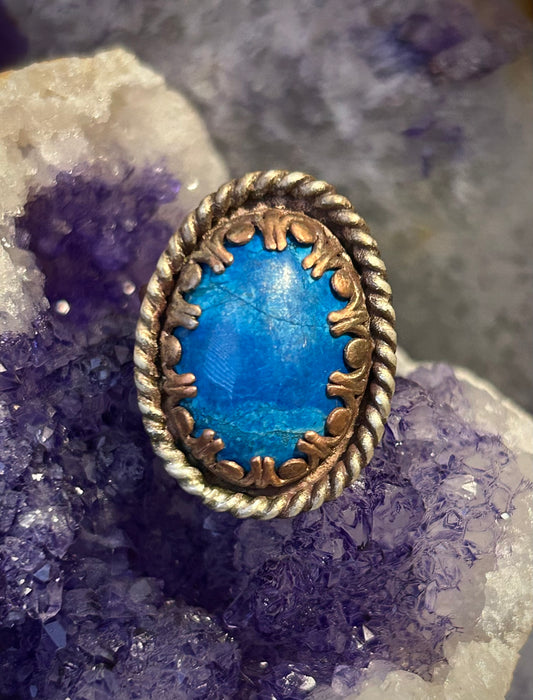 GUZ LOVE Mixed Metal Sterling & Copper African Turquoise Ring • Size 8