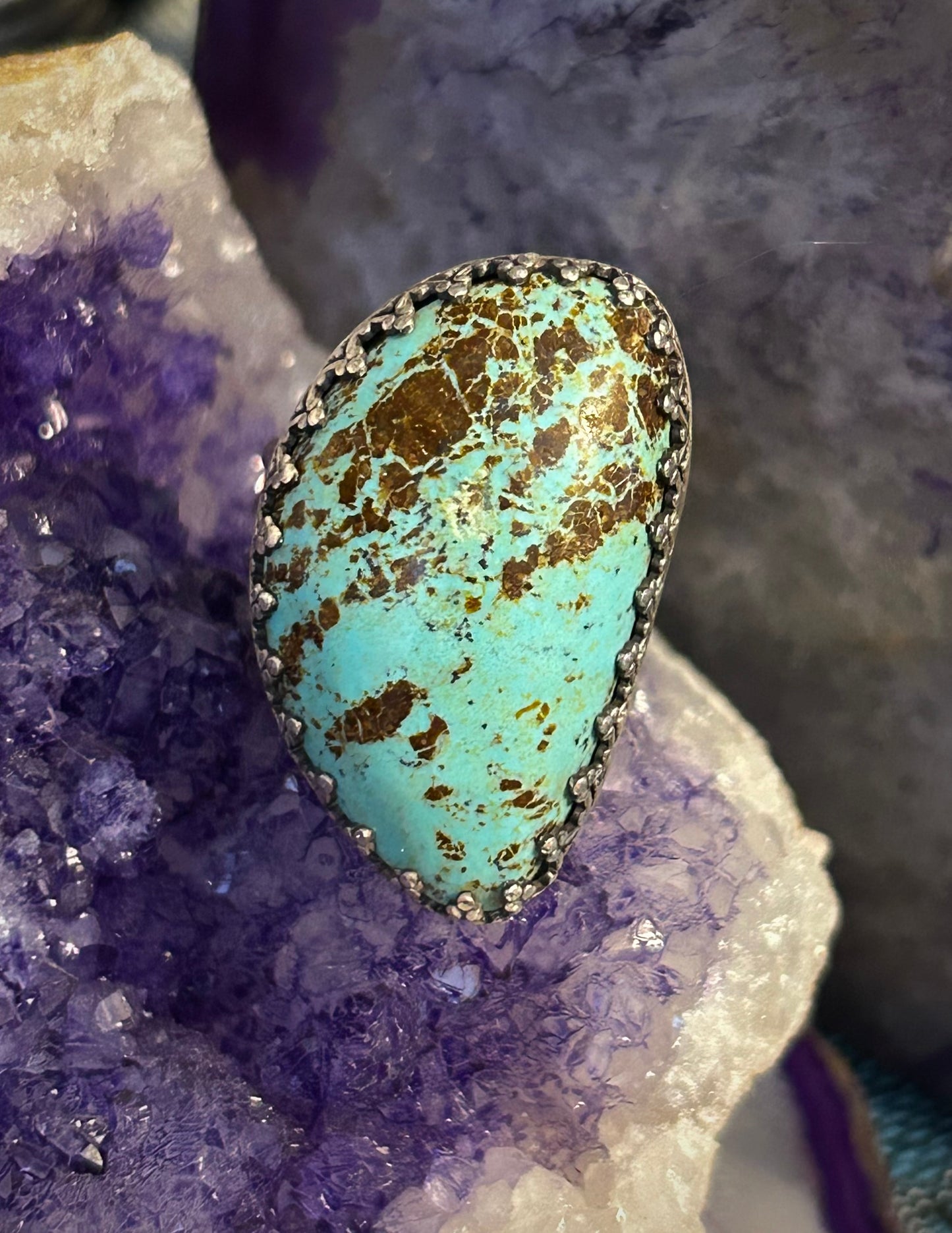 GUZ LOVE NO.90 • Large Turquoise & Sterling Ring Size 6-7