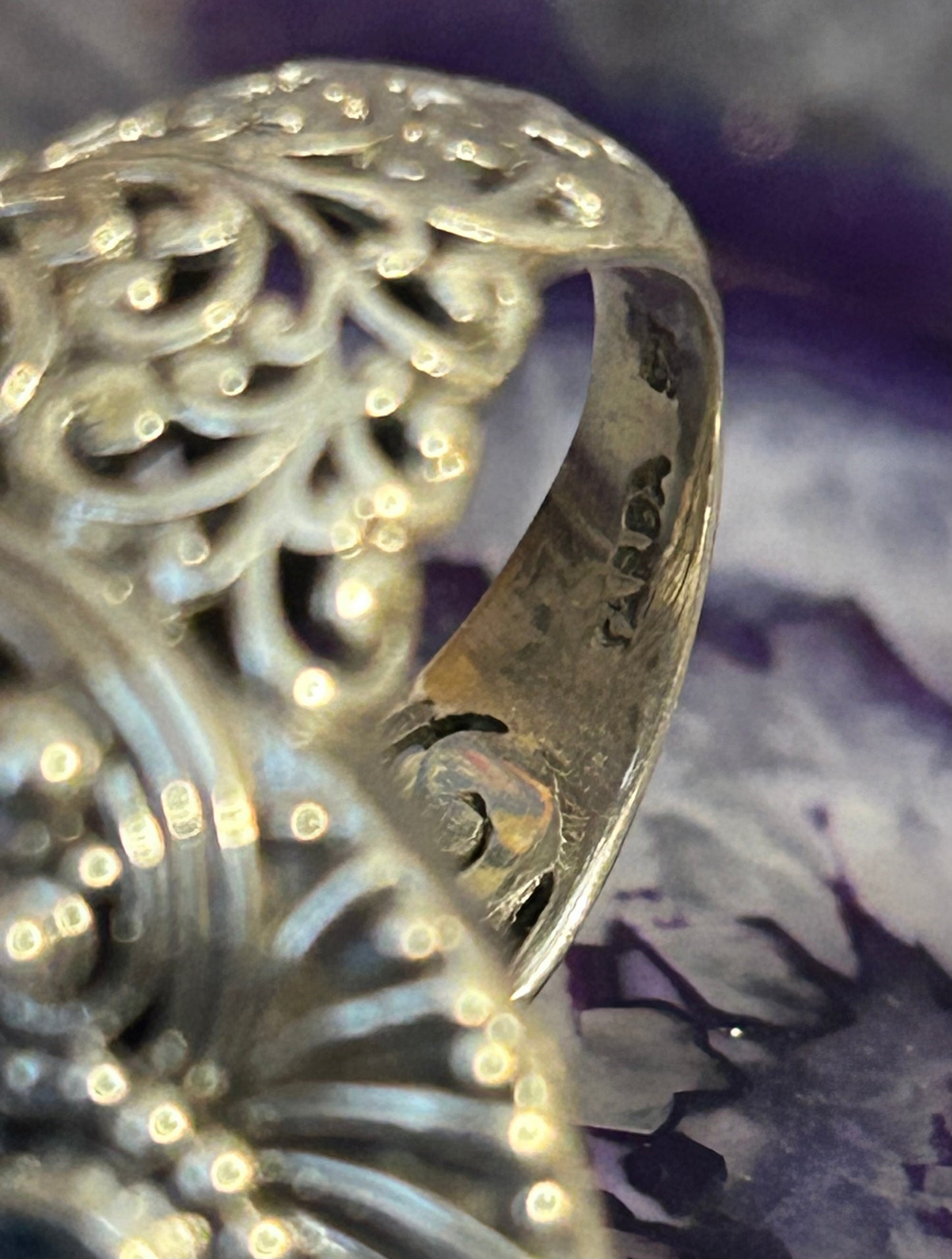 Sterling Silver SARDA Larimar & Blue Topaz Ornamental Statement Ring Size 7