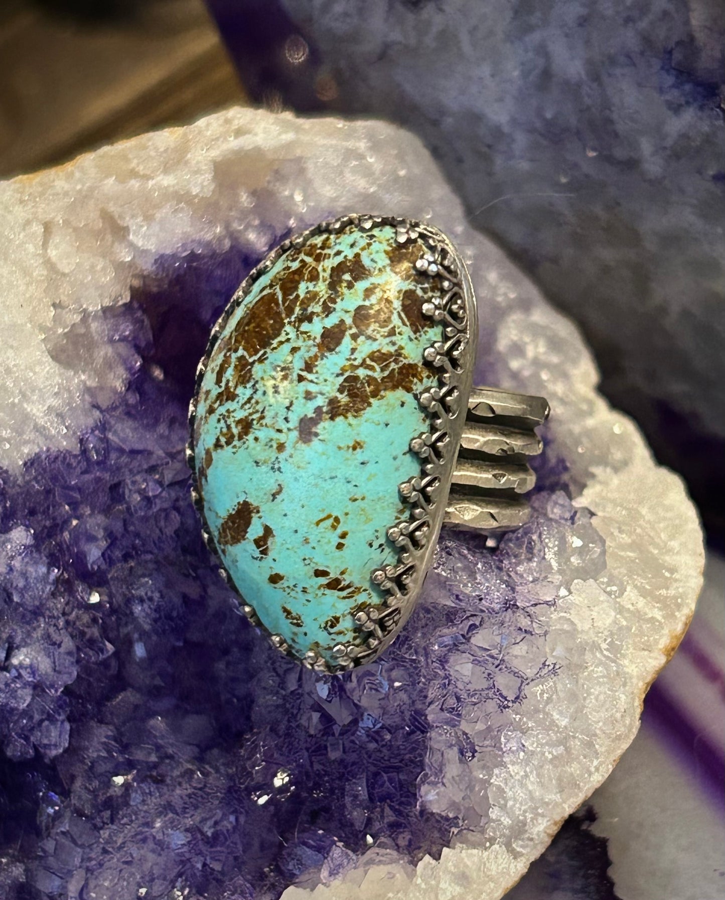 GUZ LOVE NO.90 • Large Turquoise & Sterling Ring Size 6-7