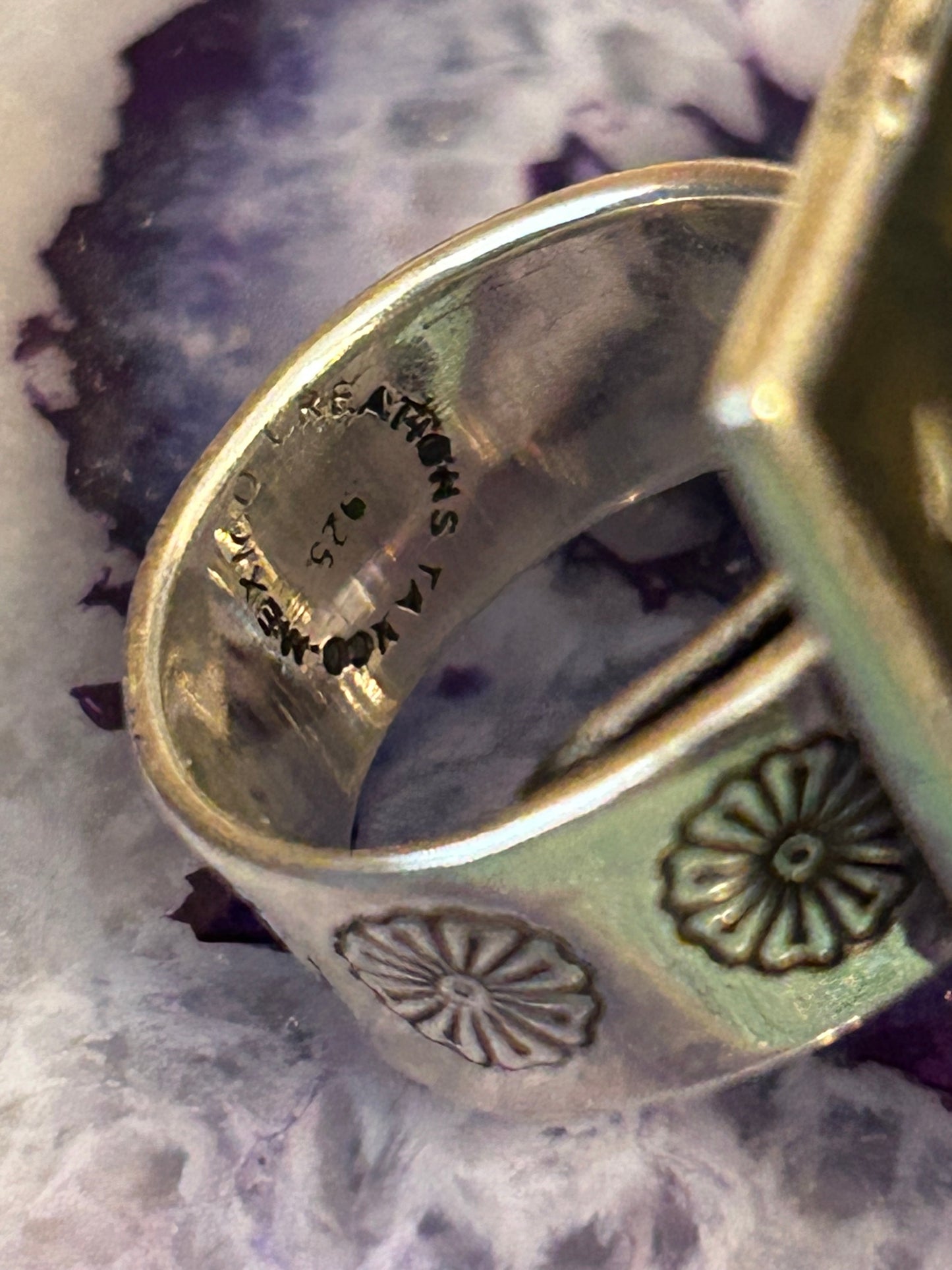 Sterling Silver Modern Taxco Mexico “TAXCO” City Scene Loteria Card Ring