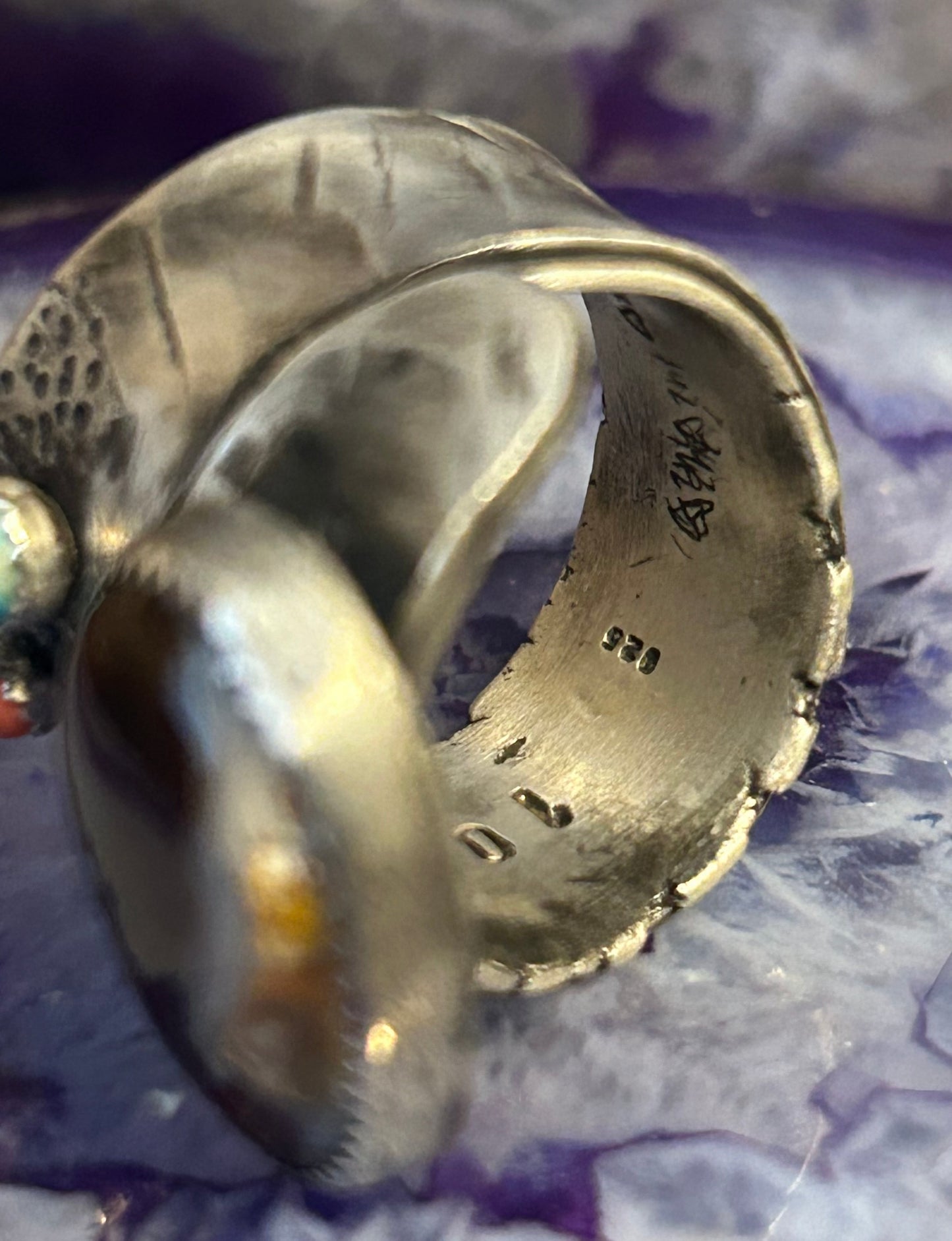 GUZ LOVE NO.108 • Abstract Sculptural Fire Agate Multi-Stone Ring