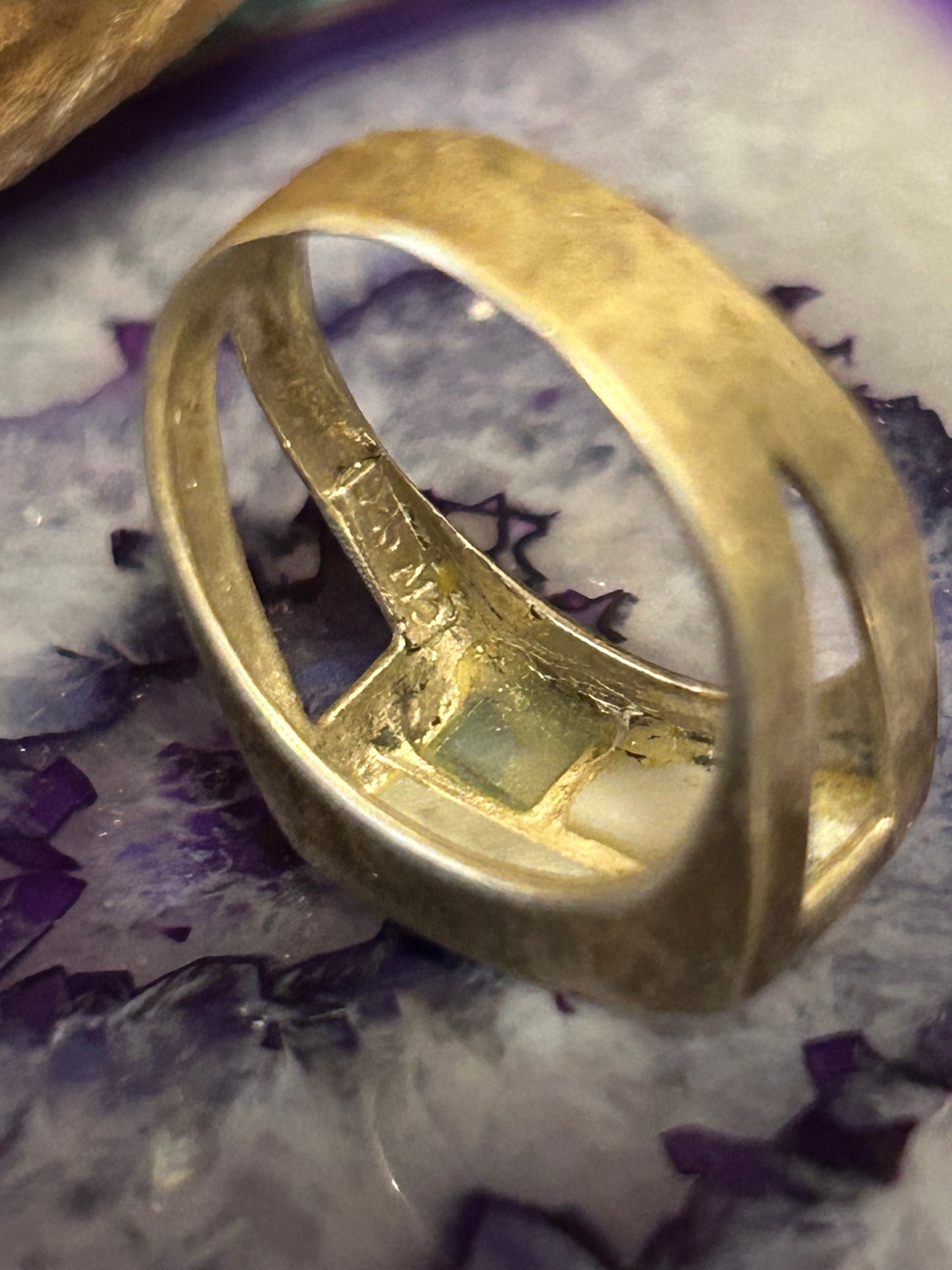 Vintage Sterling Silver Abalone & Mother Of Pearl Inlay Ring Size 8