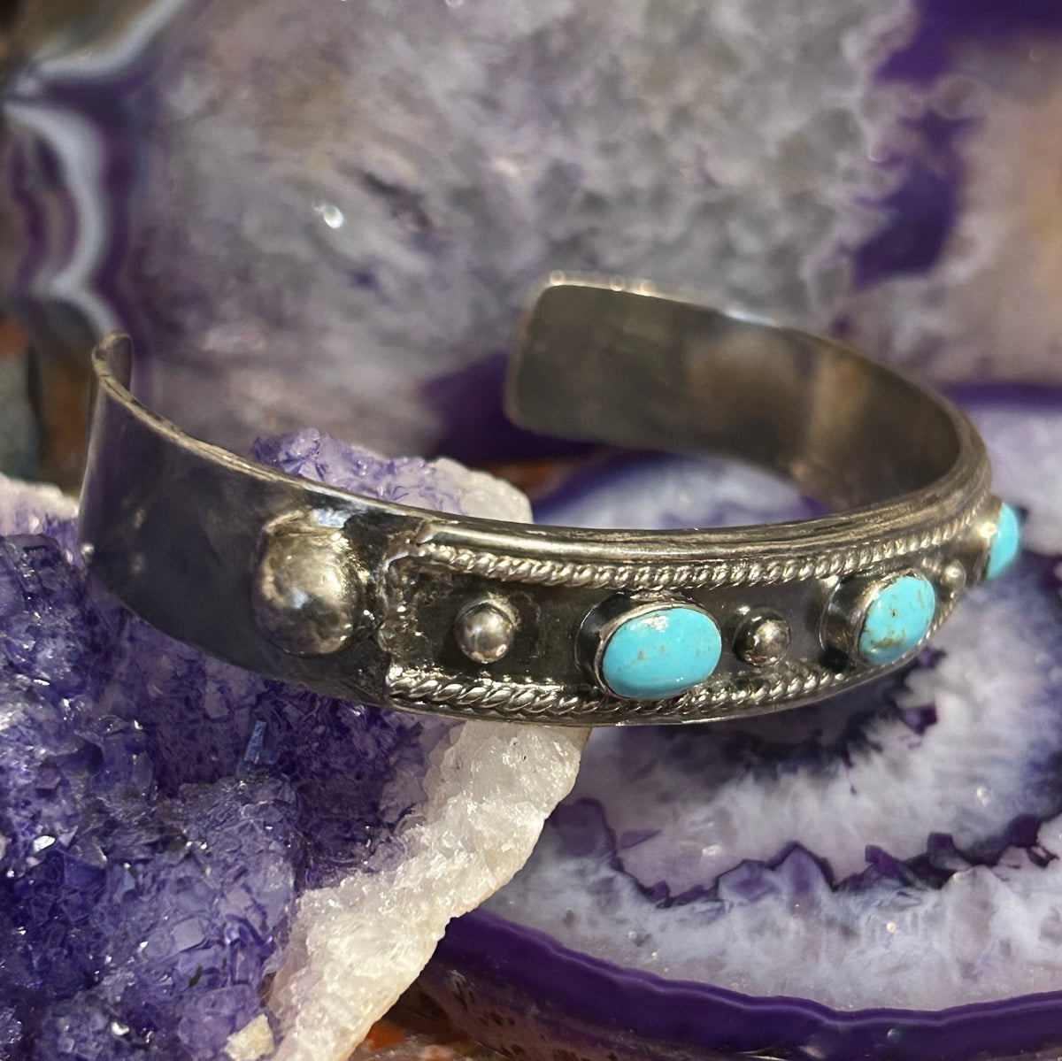 Vintage Sterling Silver Turquoise Cuff Bracelet