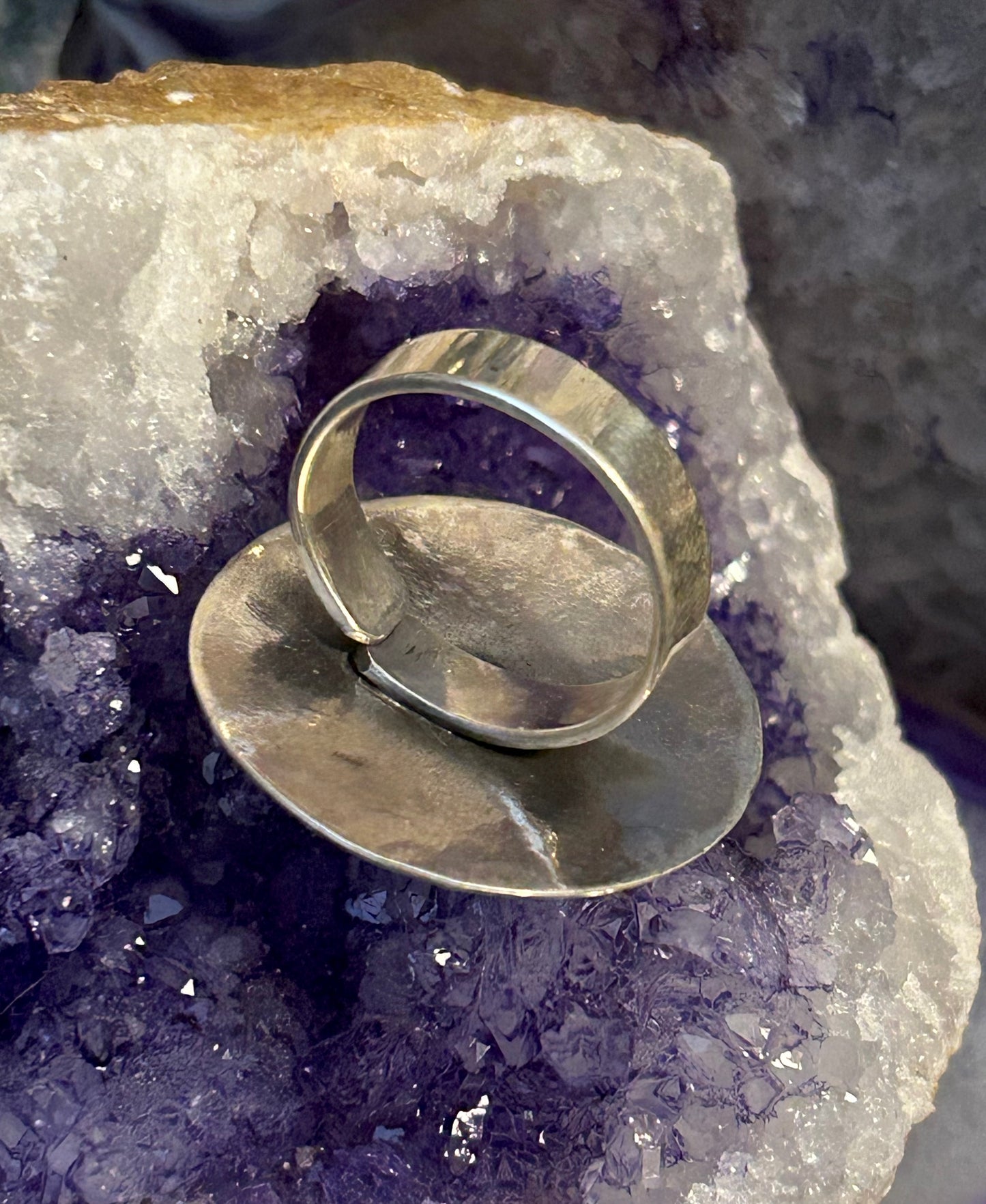 Sterling Silver Hand Stamped Mandala Ring Adjustable