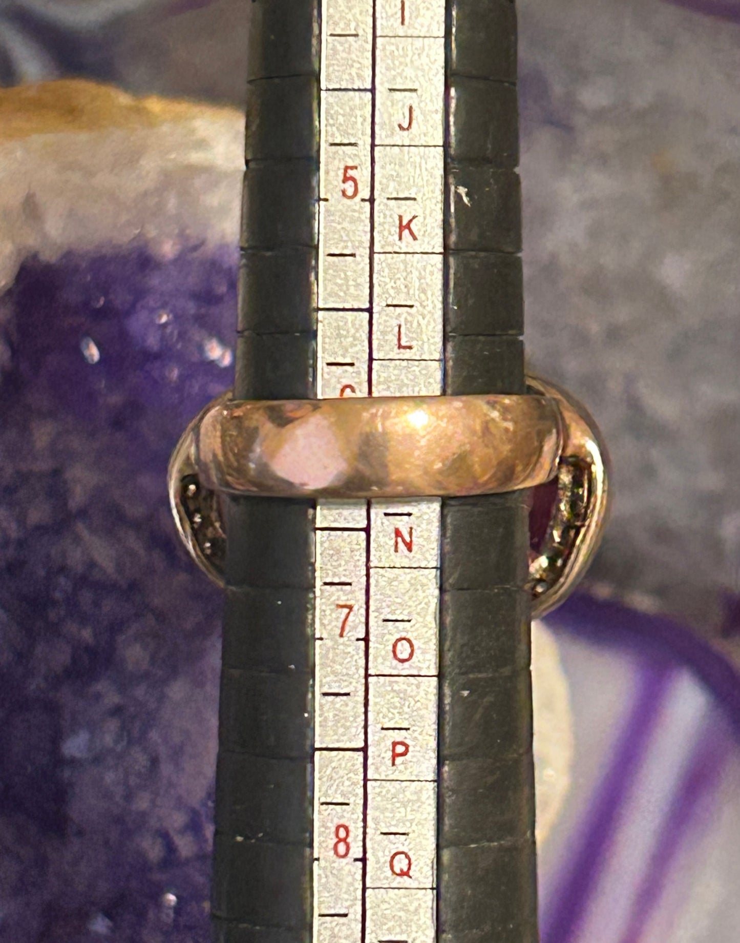 Sterling Silver w/ Gold Over & Genuine Ruby, Amethyst, White Topaz Ring Size 6