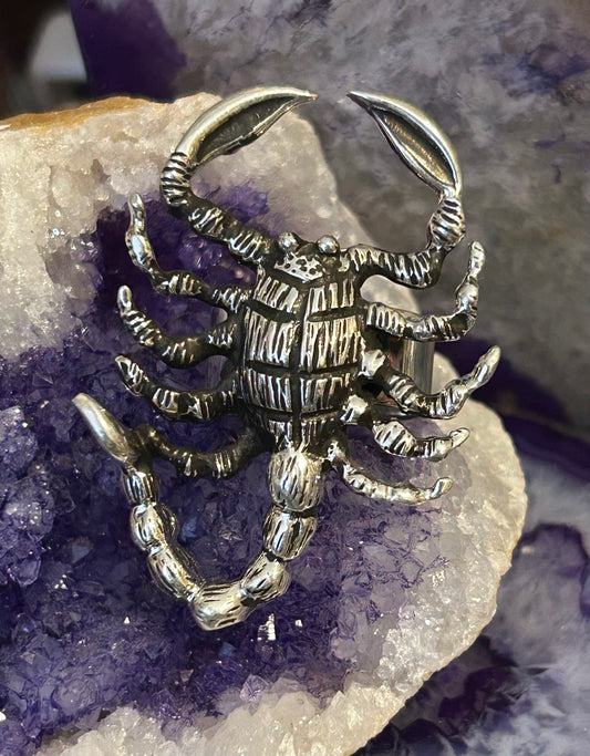 Sterling Silver Modern Taxco Mexico Statement Scorpion Ring Adjustable
