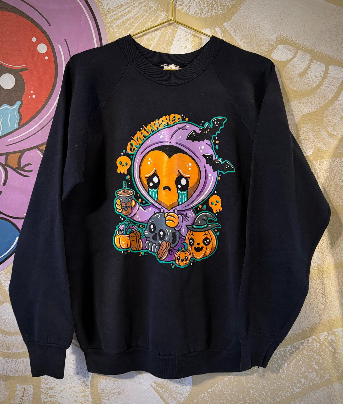 GuzFurbished SPOOKY KID GRIMM Vtg Crewneck Sweatshirt • Size XL