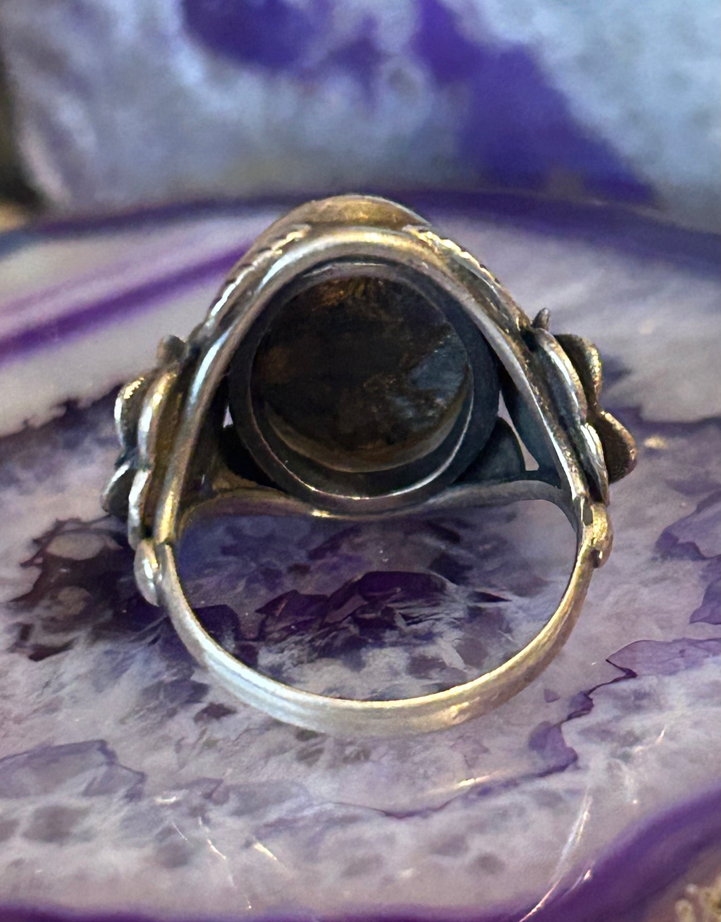 Sterling Silver White Buffalo & Roses Ring Size 8.5