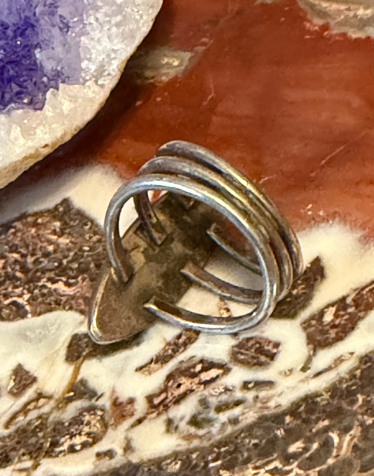 Vintage Sterling Silver Agate Stone Ring Size 6