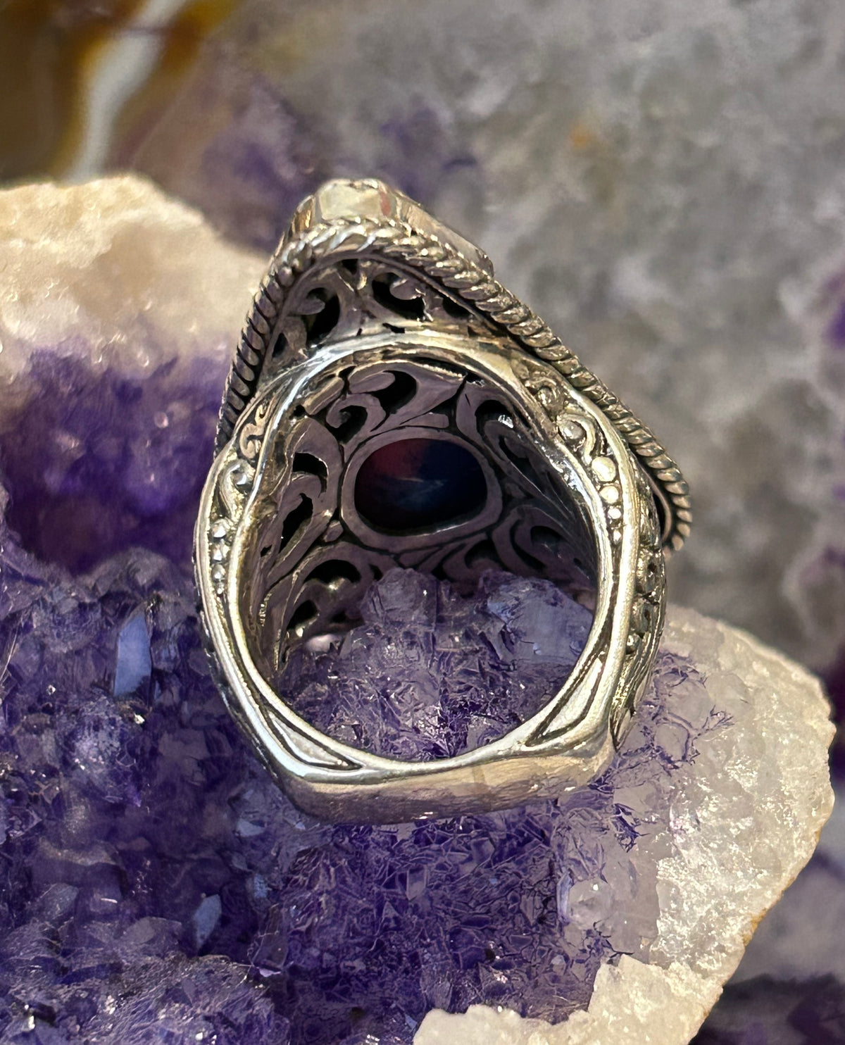 Sterling Silver SARDA Chunky Dragonfly And Jasper Stone Ring Size 7