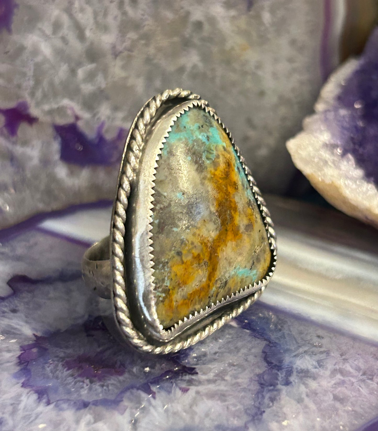 GUZ LOVE NO.78 • Sterling Silver Large Turquoise Adjustable Ring