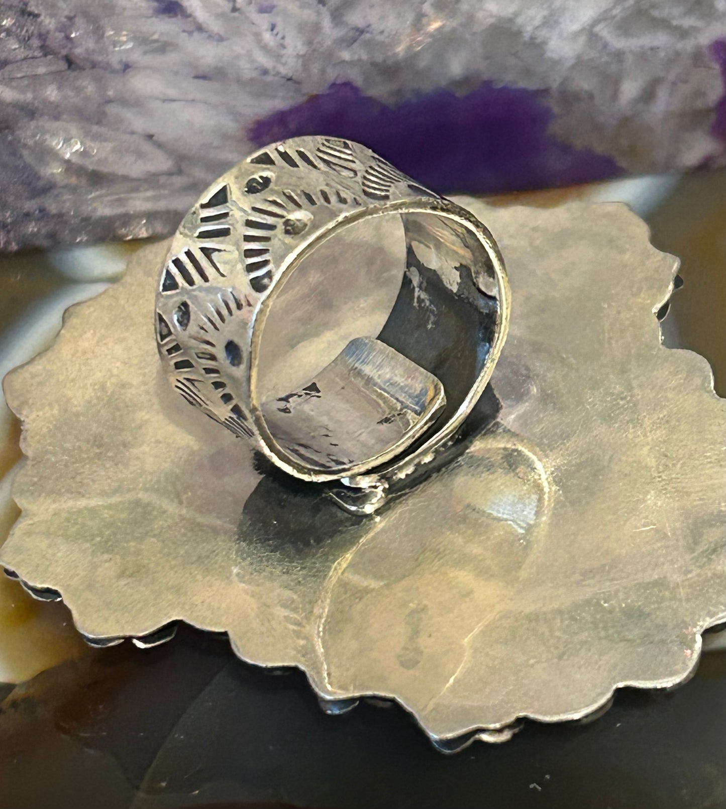 Sterling Silver Taxco Mexico Day Of The Dead Skull Statement Ring Adjustable