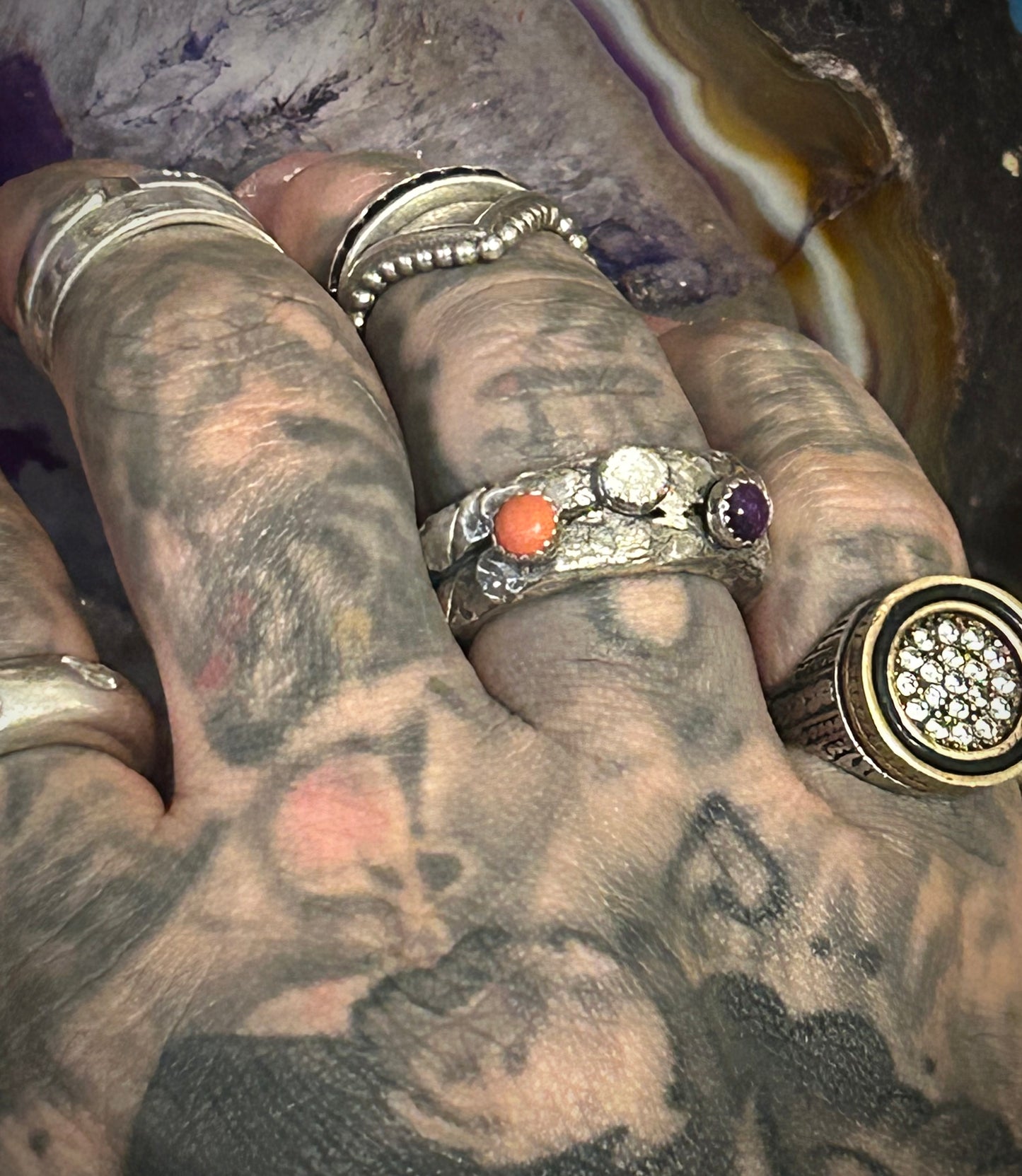 GUZ LOVE NO.50 • GuzFurbished 3-Stone “Apocalypse” Ring • Size 5.5