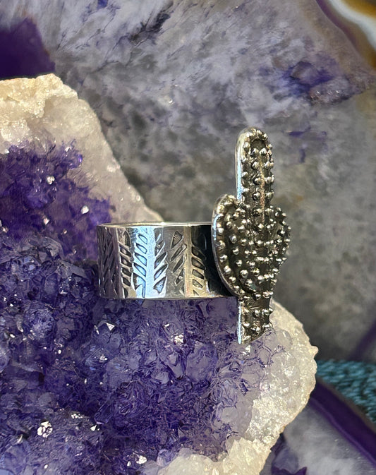 Sterling Silver Taxco Mexico Suguaro Cactus Adjustable Ring