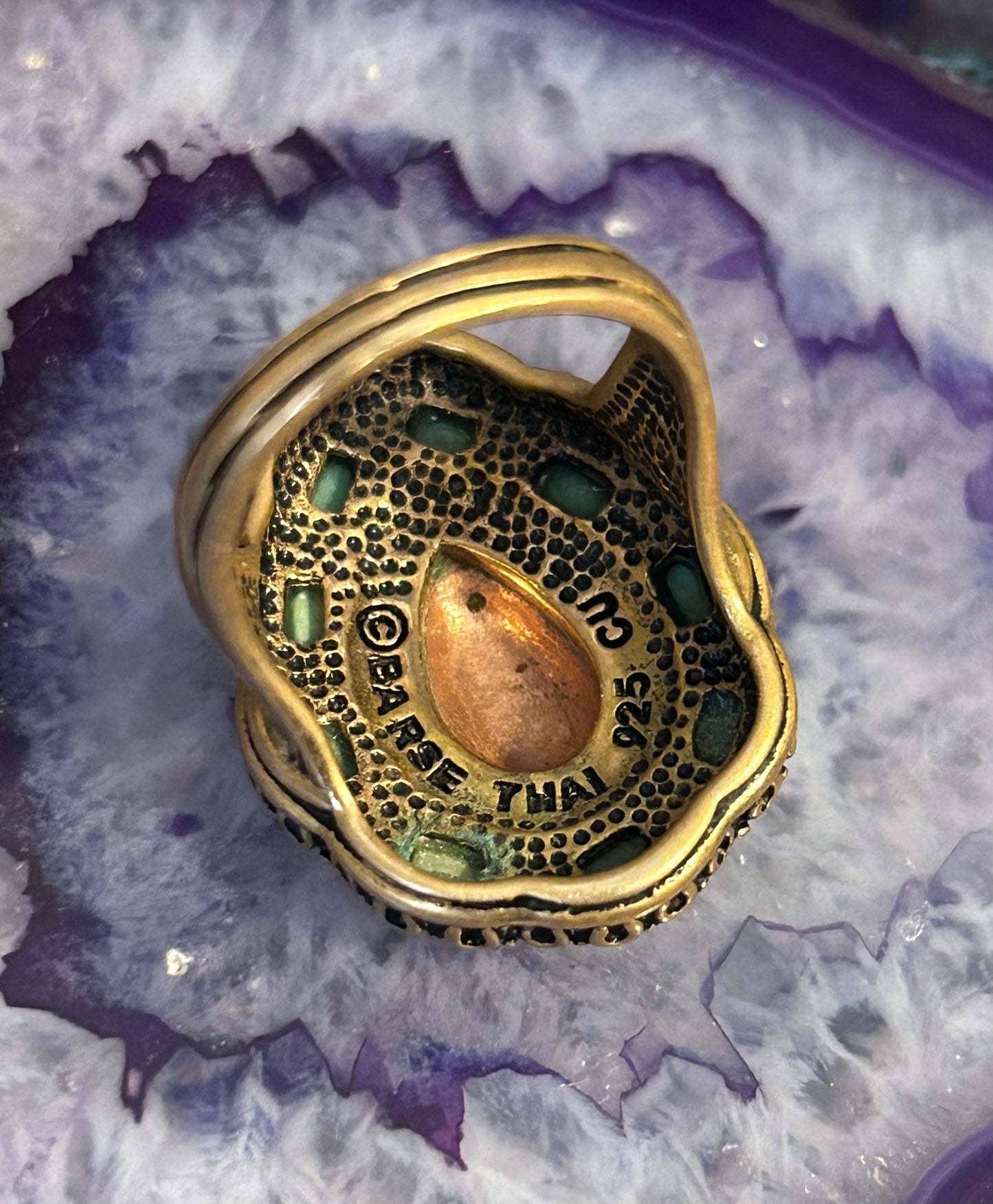 Vintage Barse Sterling Silver And Copper Mixed Metal Ring With Turquoise • Size 8