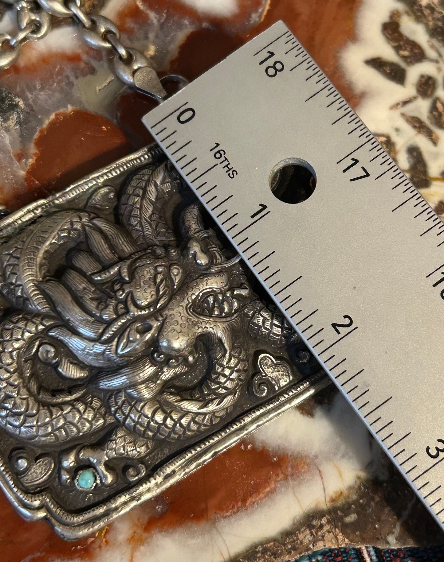 GuzFurbished Sterling Silver Statement Dragon Necklace