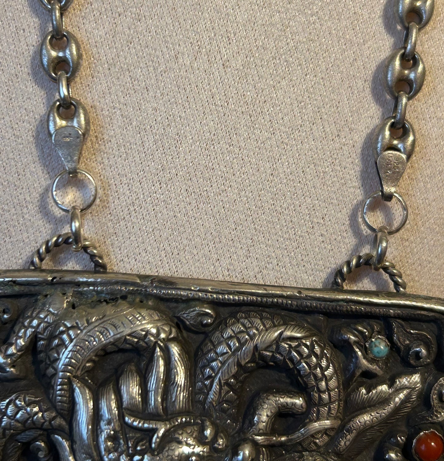 GuzFurbished Sterling Silver Statement Dragon Necklace