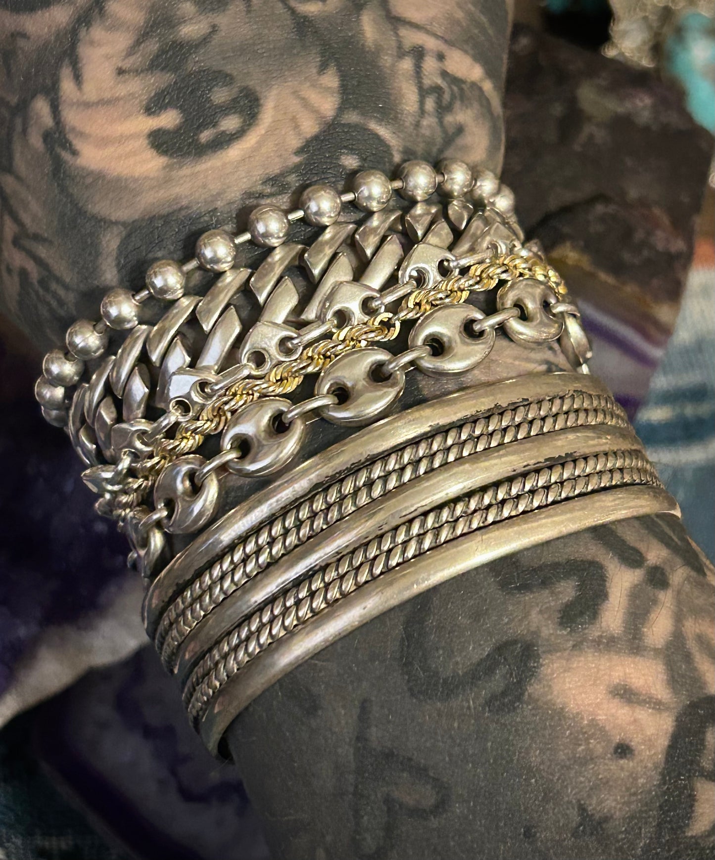 Vintage Sterling Silver Taxco Mexico Multi Band Twist Cuff Bracelet