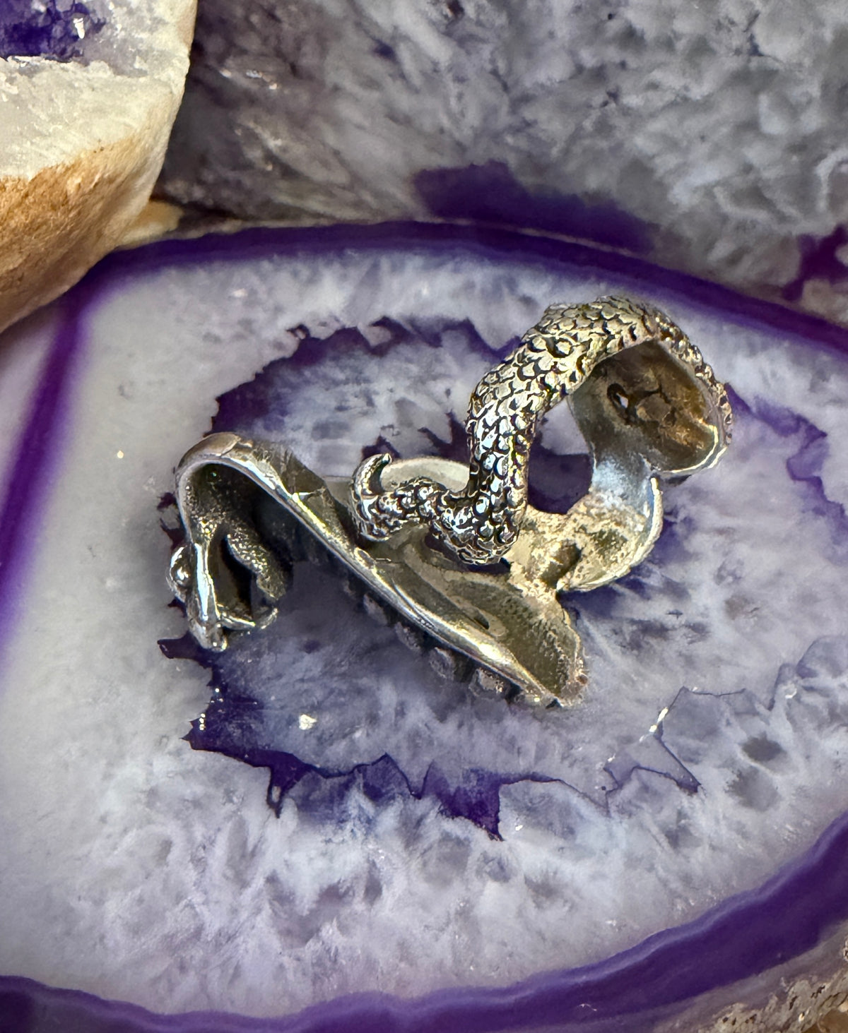 Sterling Silver Modern Taxco Mexico Large Cobra Snake Ring Sz 9-10