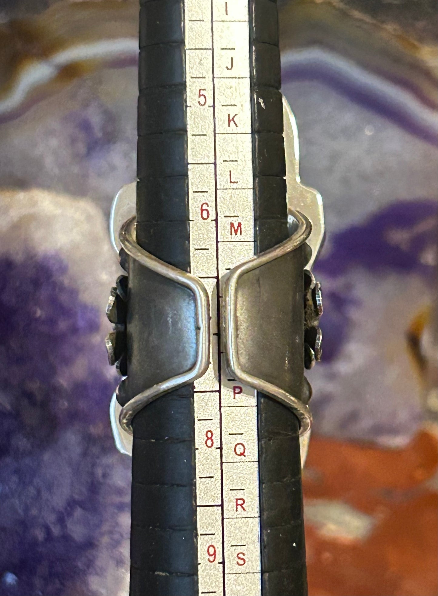 Sterling Silver Taxco Mexico Large Statement Ring w/ Turquoise & Onyx Sz 6.5-8.5