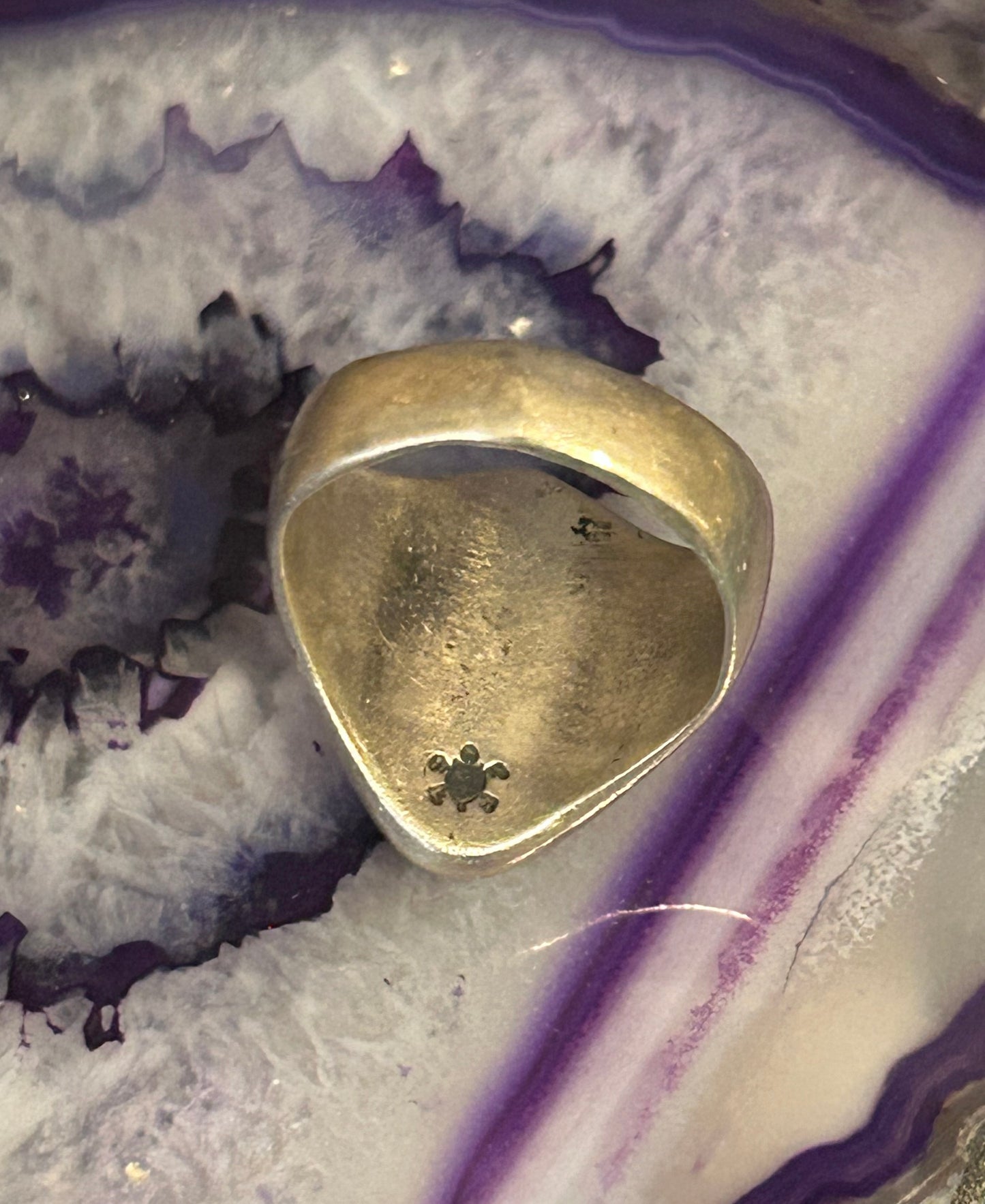 Vintage Sterling Silver Native American Bear Chunky 2-tone Ring Sz 8