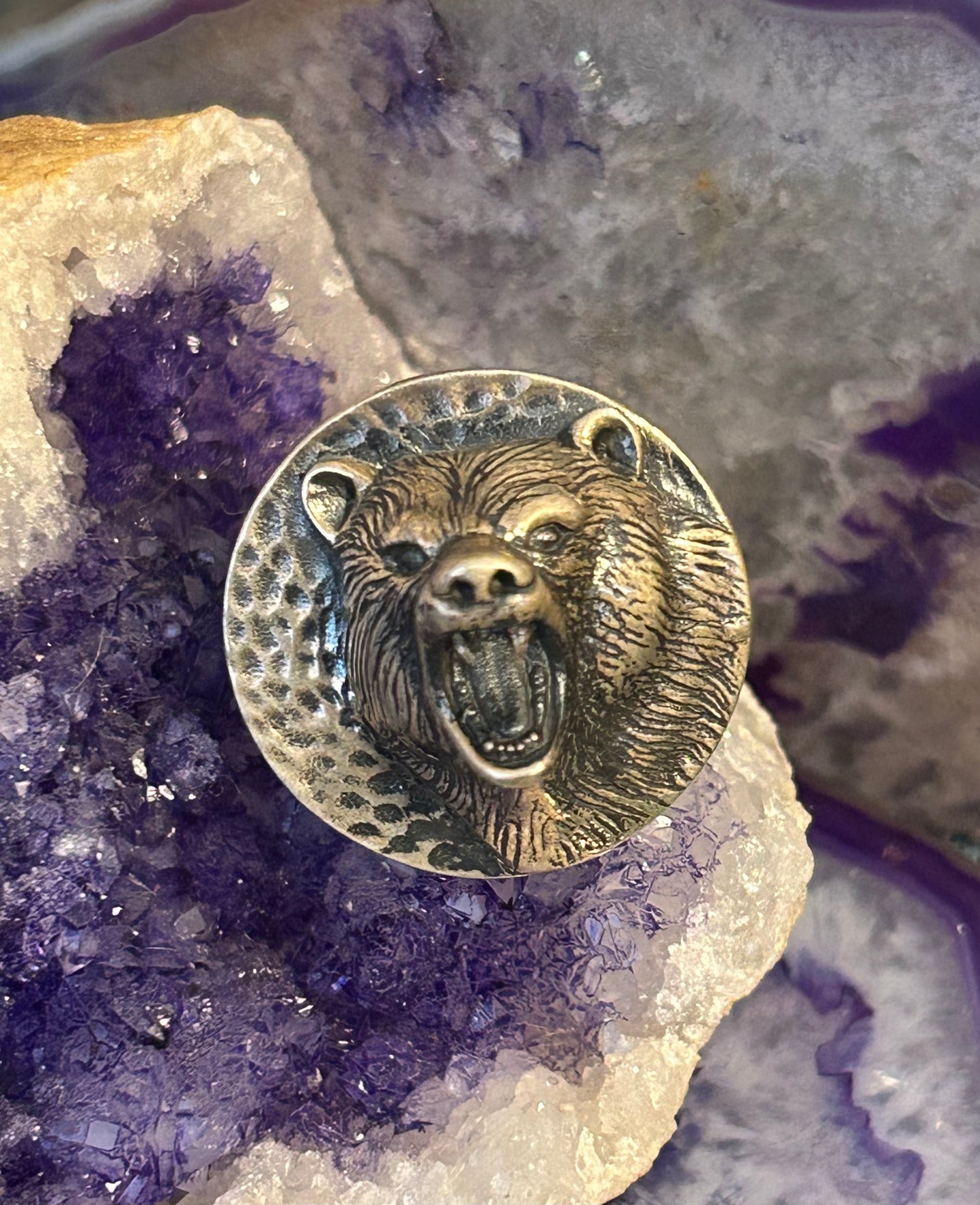 Sterling Silver Designer SOM’S Statement Roaring Bear Adjustable Ring