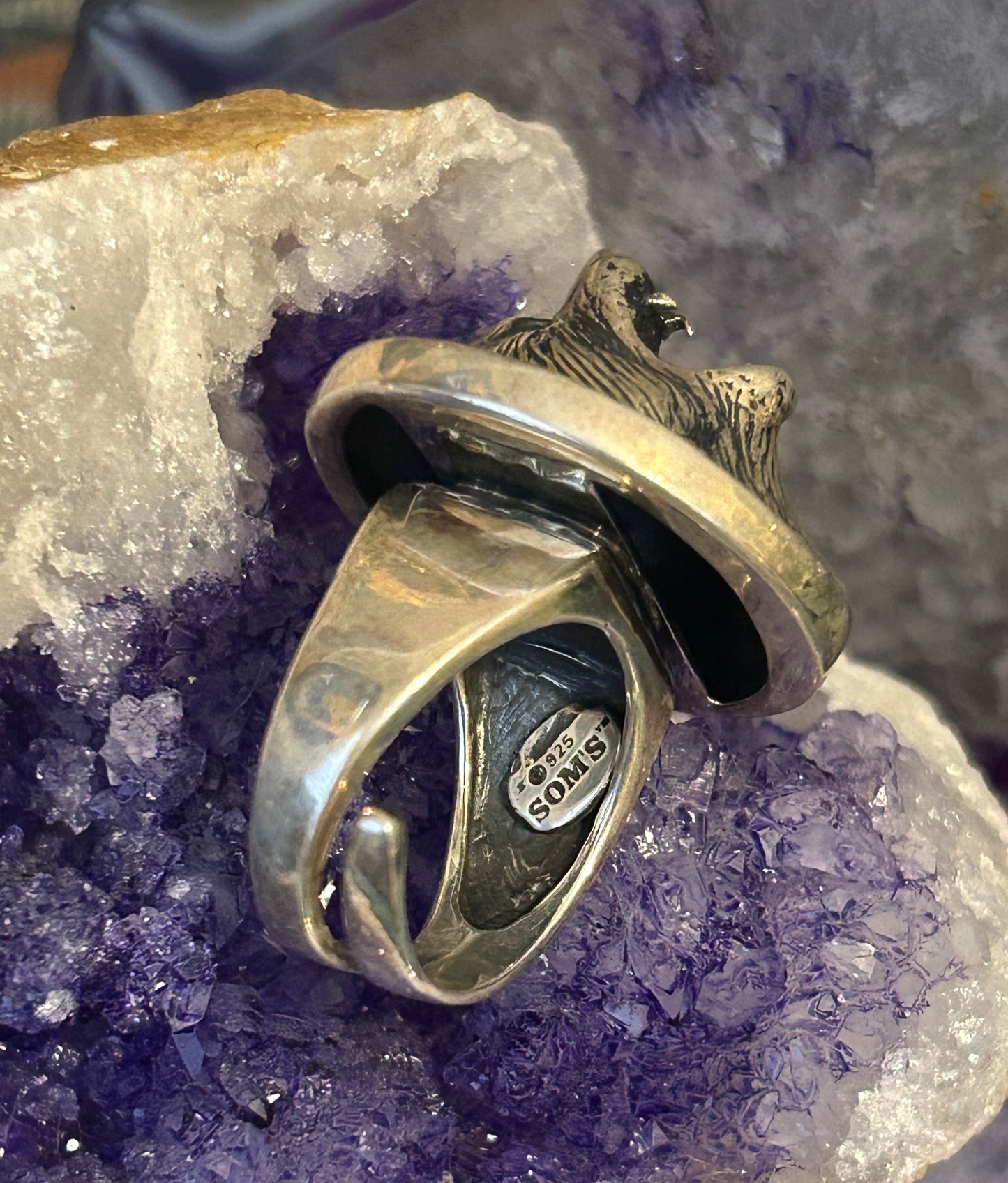 Sterling Silver Designer SOM’S Statement Roaring Bear Adjustable Ring