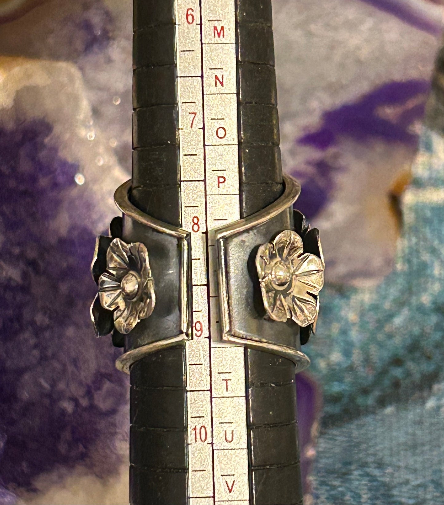 Sterling Silver Taxco Mexico Statement Day Of Dead Skull & Flower Ring Size 7-8