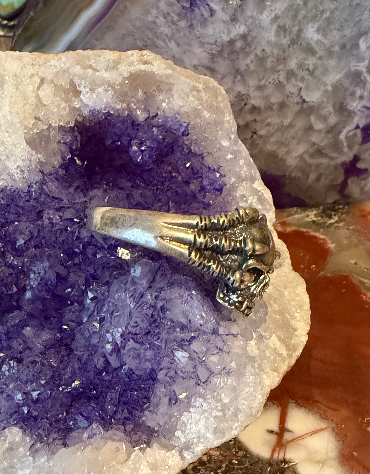 Vintage Sterling Silver Skull And Talons Ring Size 12