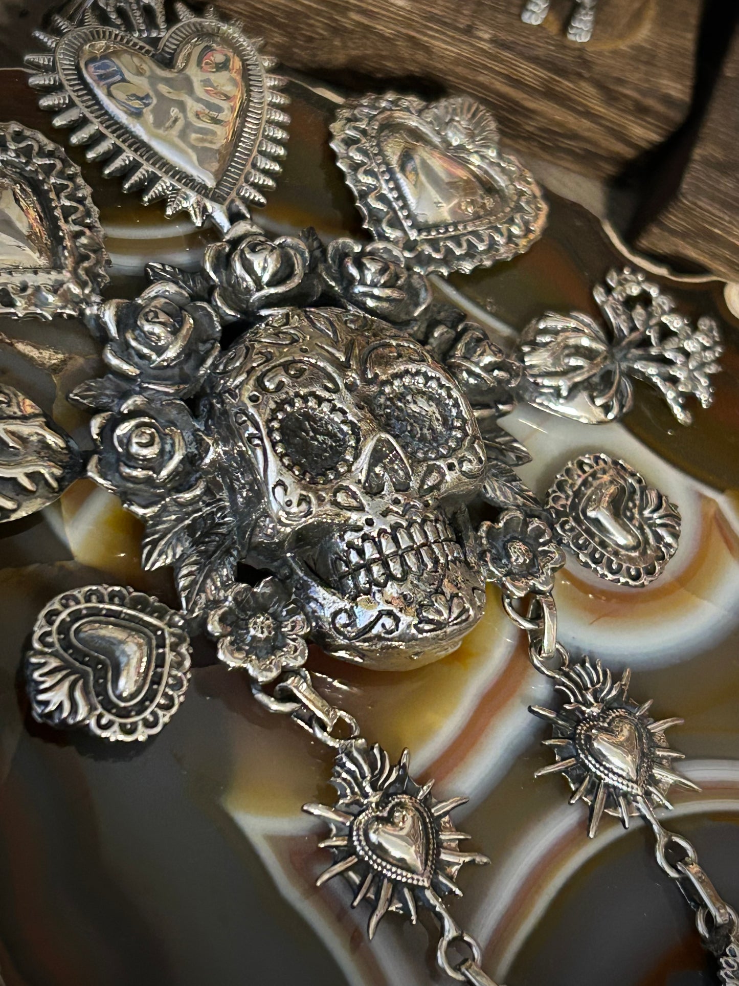 Sterling Silver Taxco Mexico HUGE Catrina Pendant