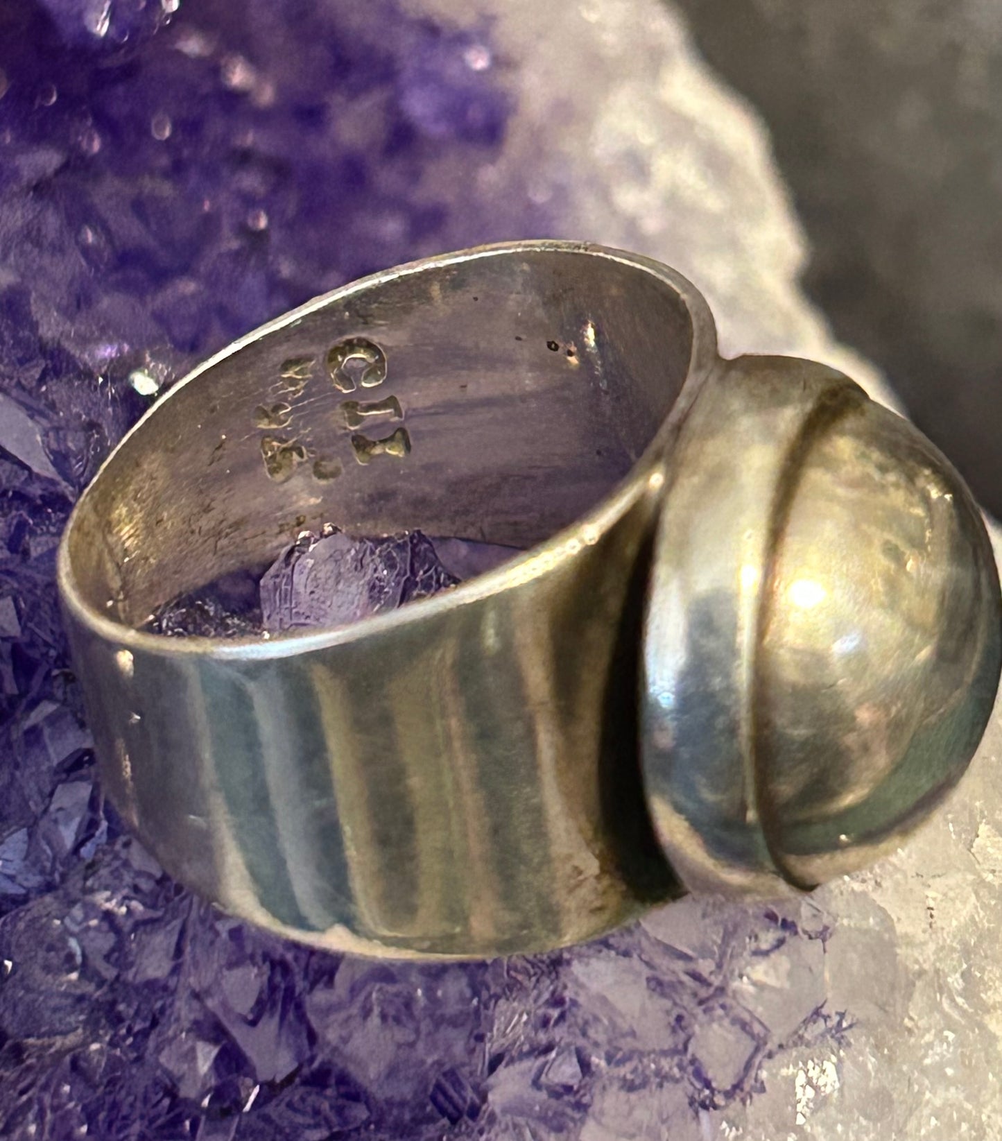 Vintage Sterling Silver CII Mexico Chunky Dome Ring Size 7.25