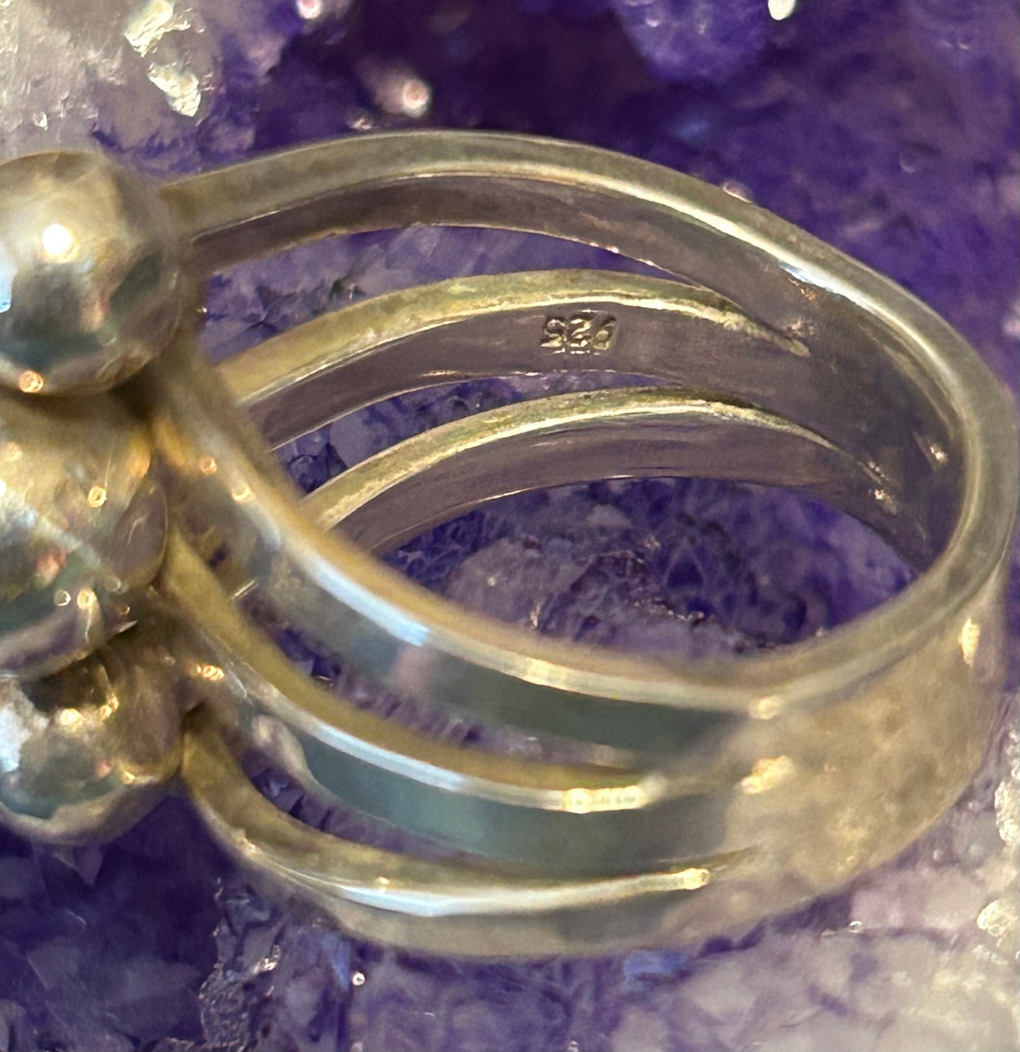 Sterling Silver Modernist Abstract Balls Ring Size 7