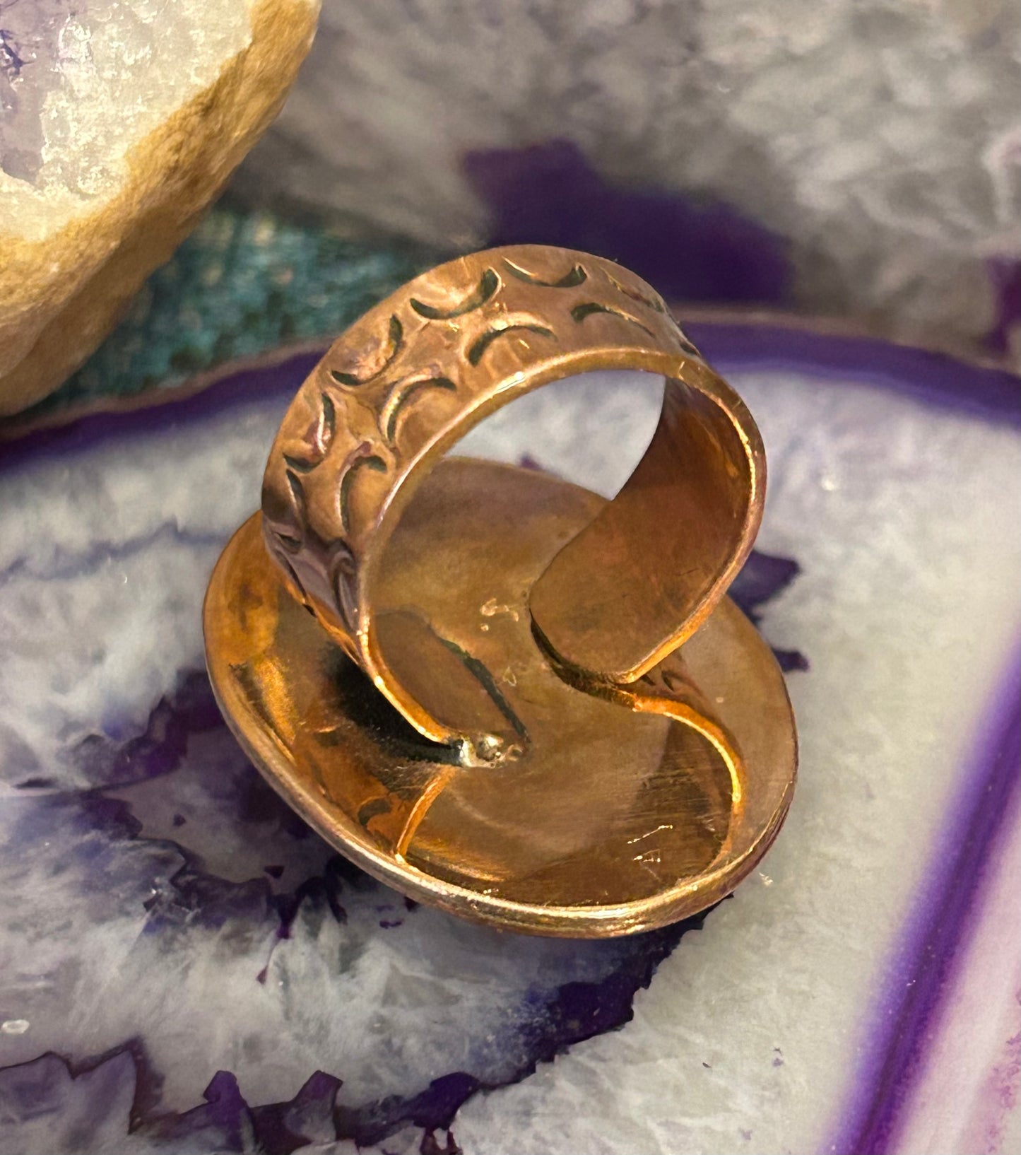 Blue Ribbon Roysten Turquoise & Copper Adjustable Statement Ring
