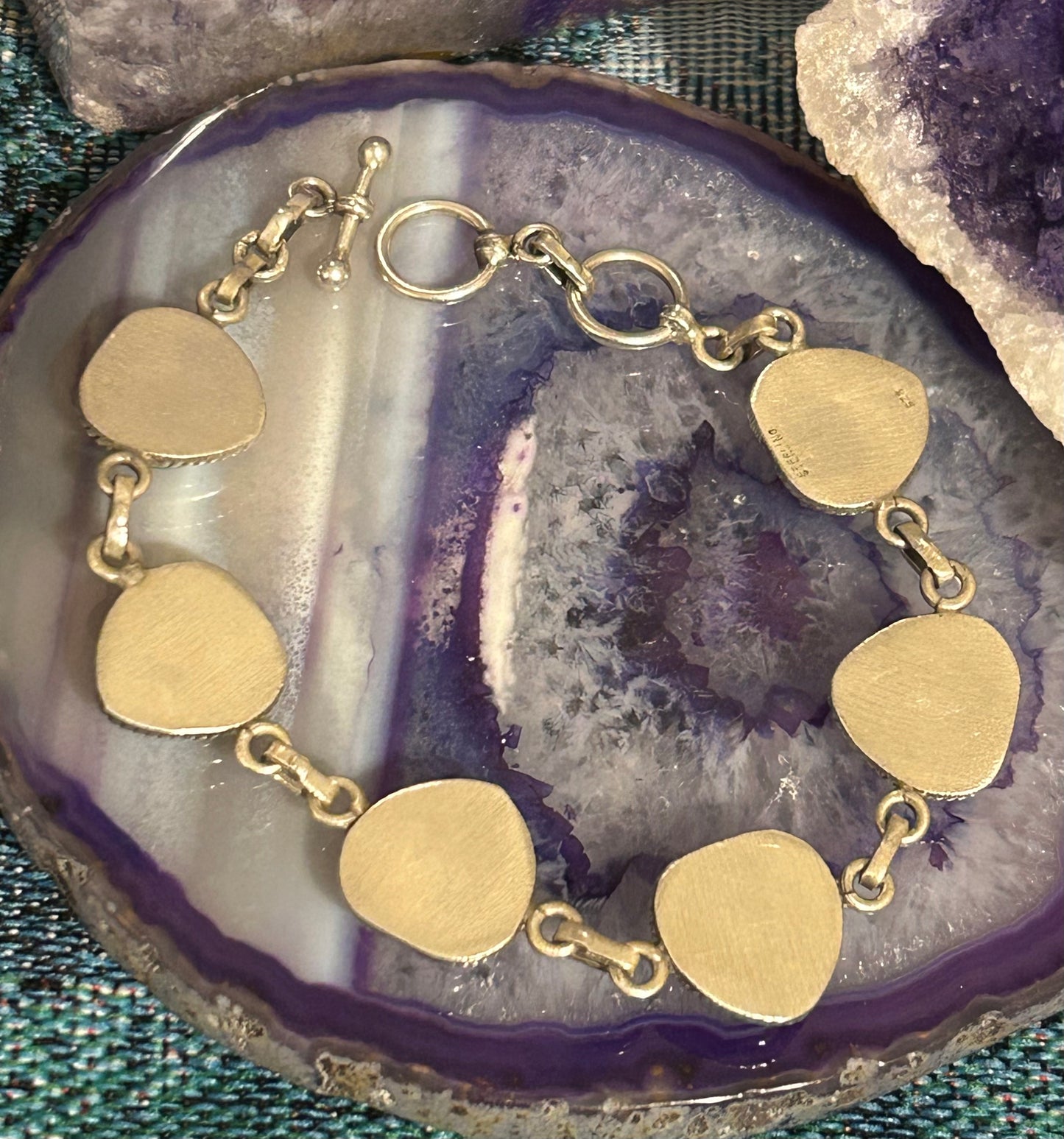 Sterling Silver & Turquoise Stone Heart Link Bracelet