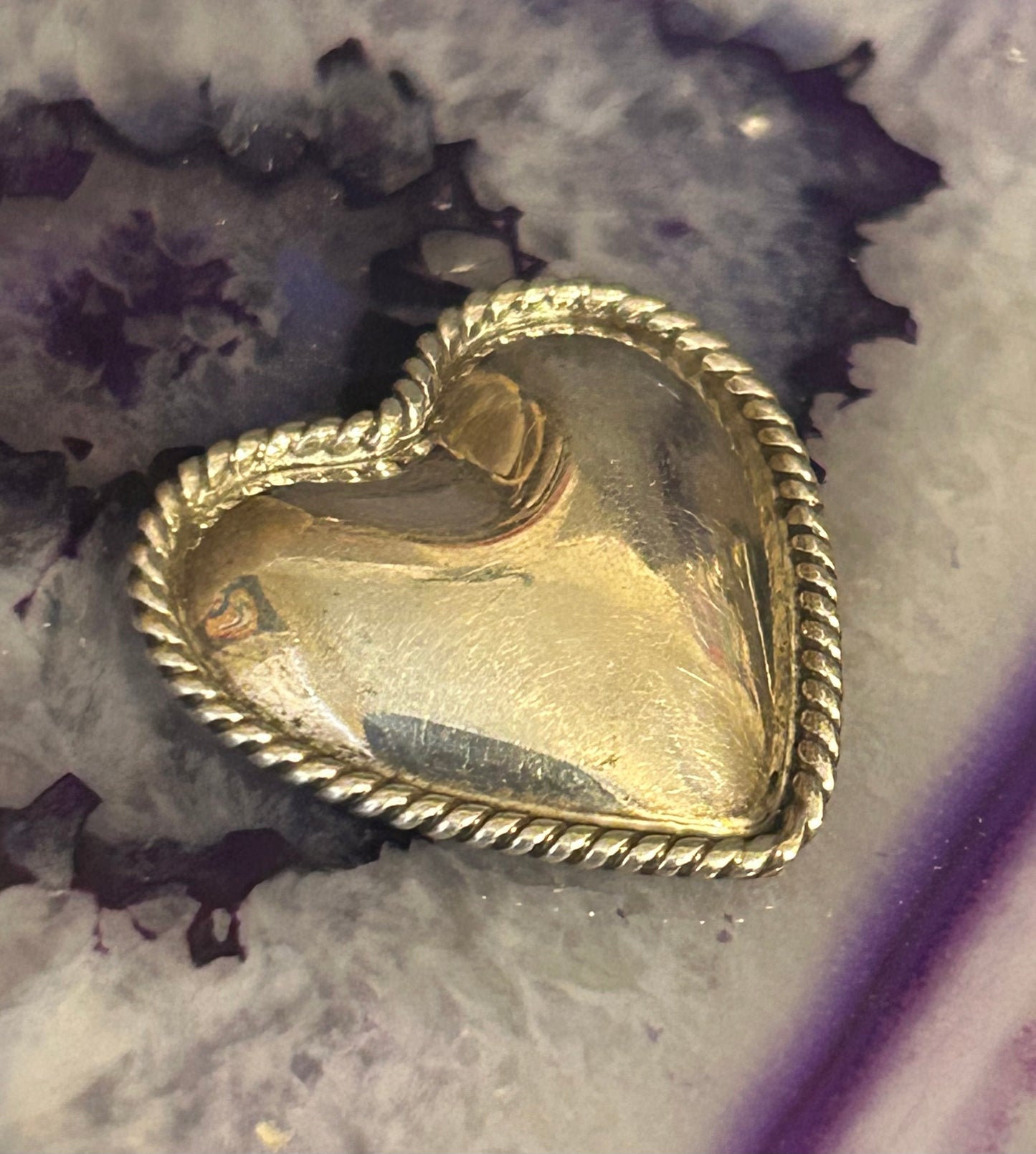 Sterling Silver Native American EC Signed Heart Brooch/Pin