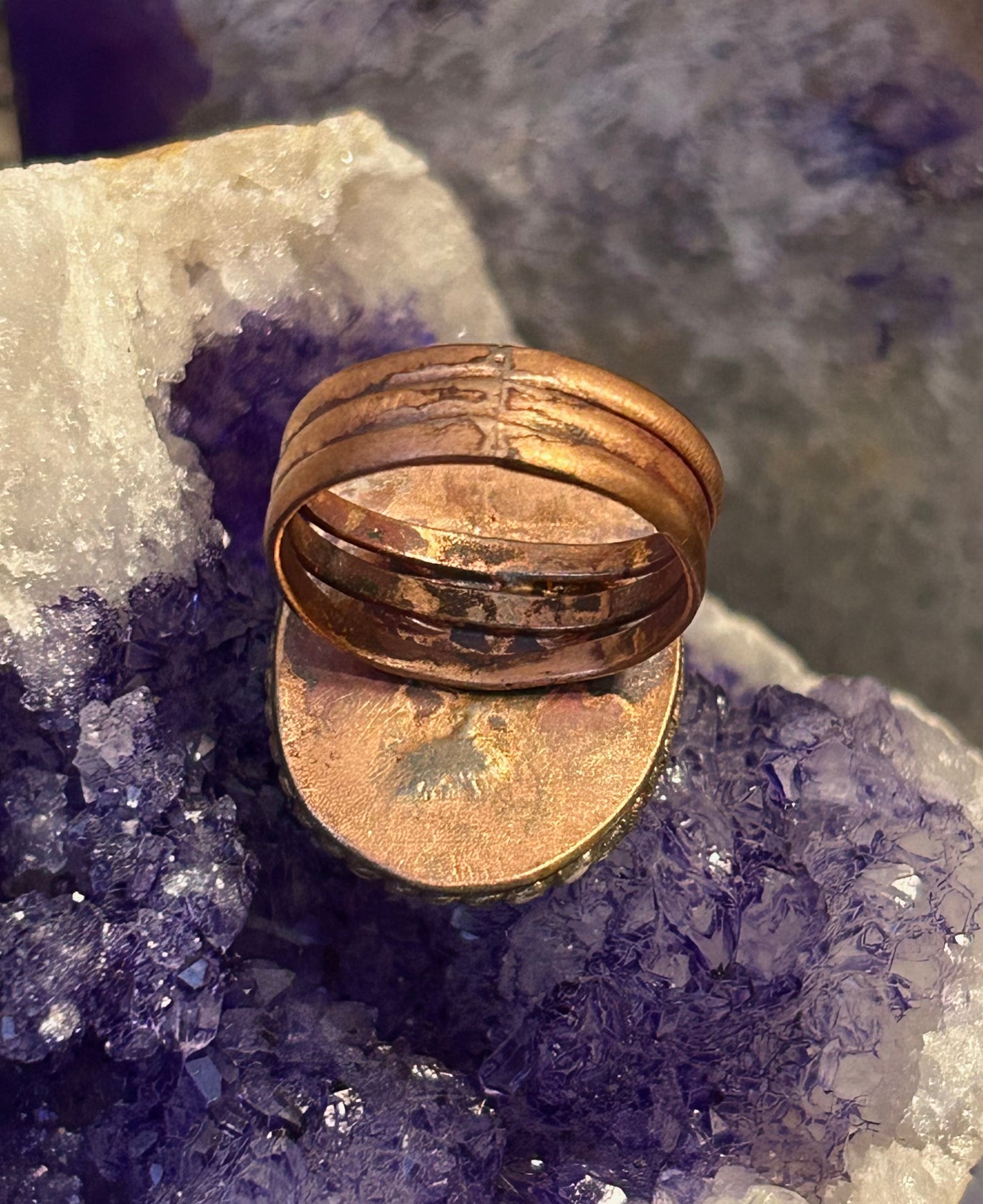 GUZ LOVE Mixed Metal Sterling & Copper African Turquoise Ring • Size 8