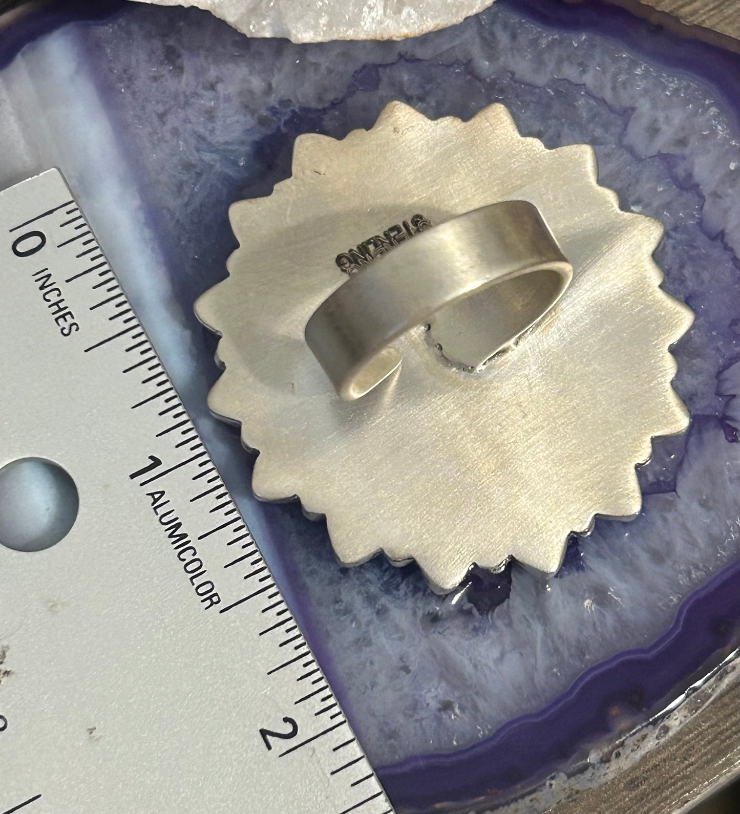 Sterling Silver Violet Dahlia Large Multi-Stone Ring Adjustable 7-9