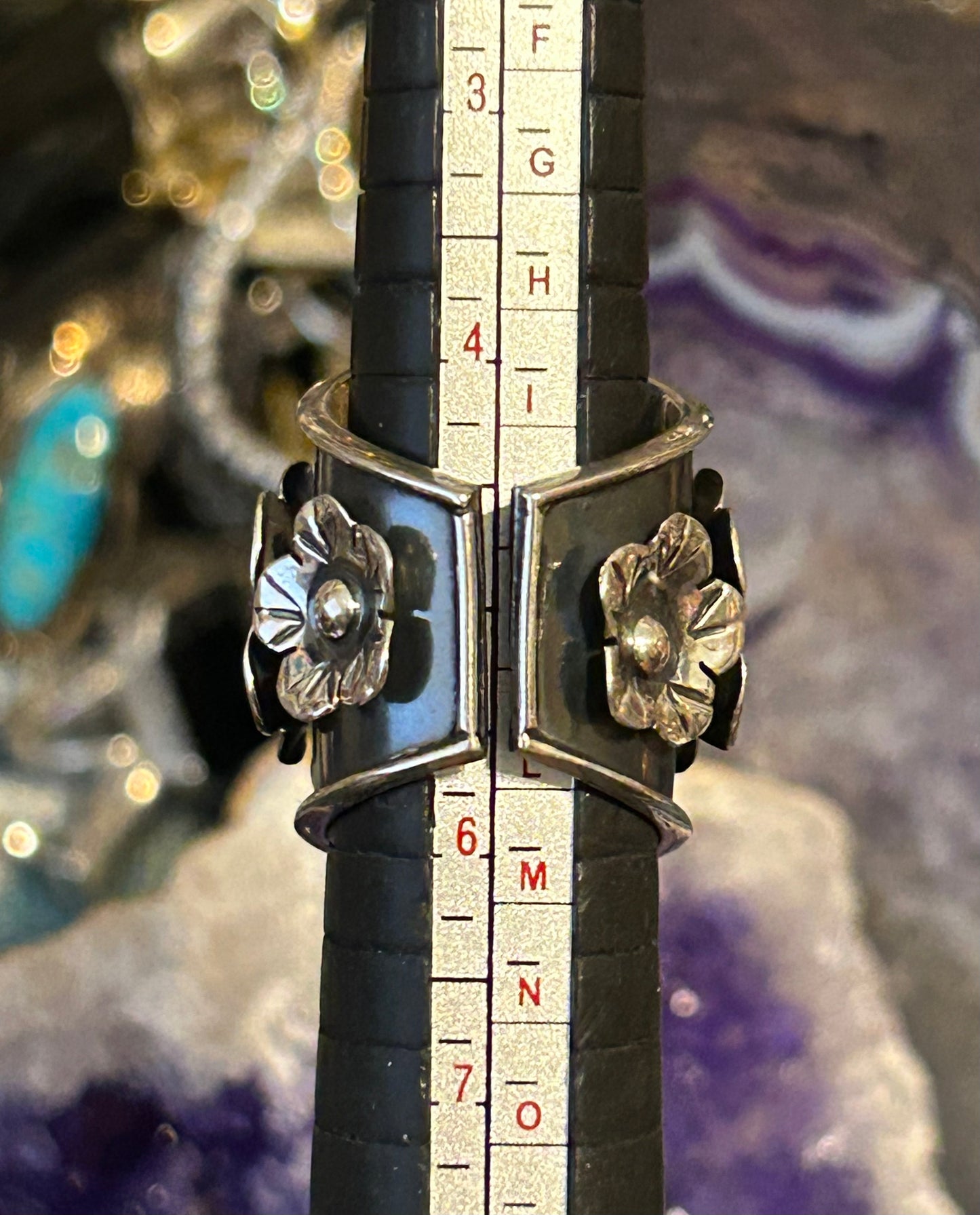 Sterling Silver Taxco Mexico Wide Flowers And Balls Ring Size 5-7