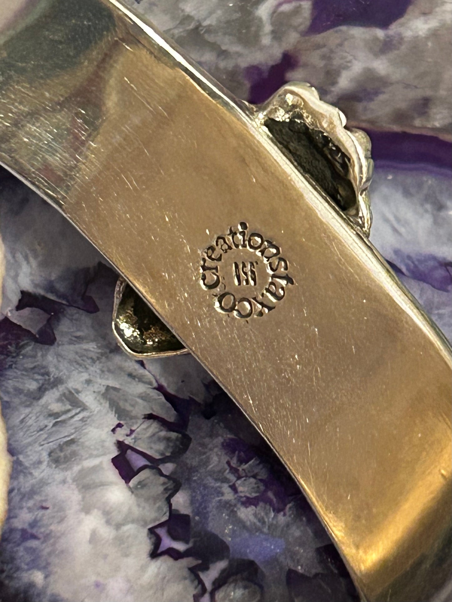 950 Silver Taxco Mexico Day Of The Dead Sugar Skull & Flowers Cuff Bracelet